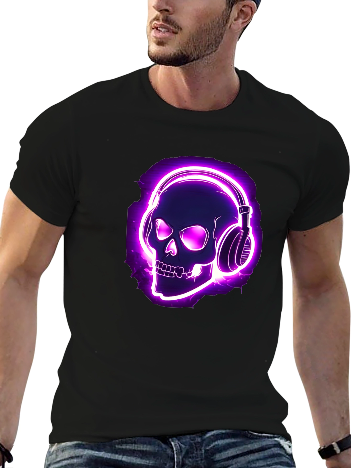 Skull Headphones Graphic Tee - Dark Humor Music Lover T-Shirt