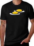 Funny Fried Eggs Graphic Black T-Shirt