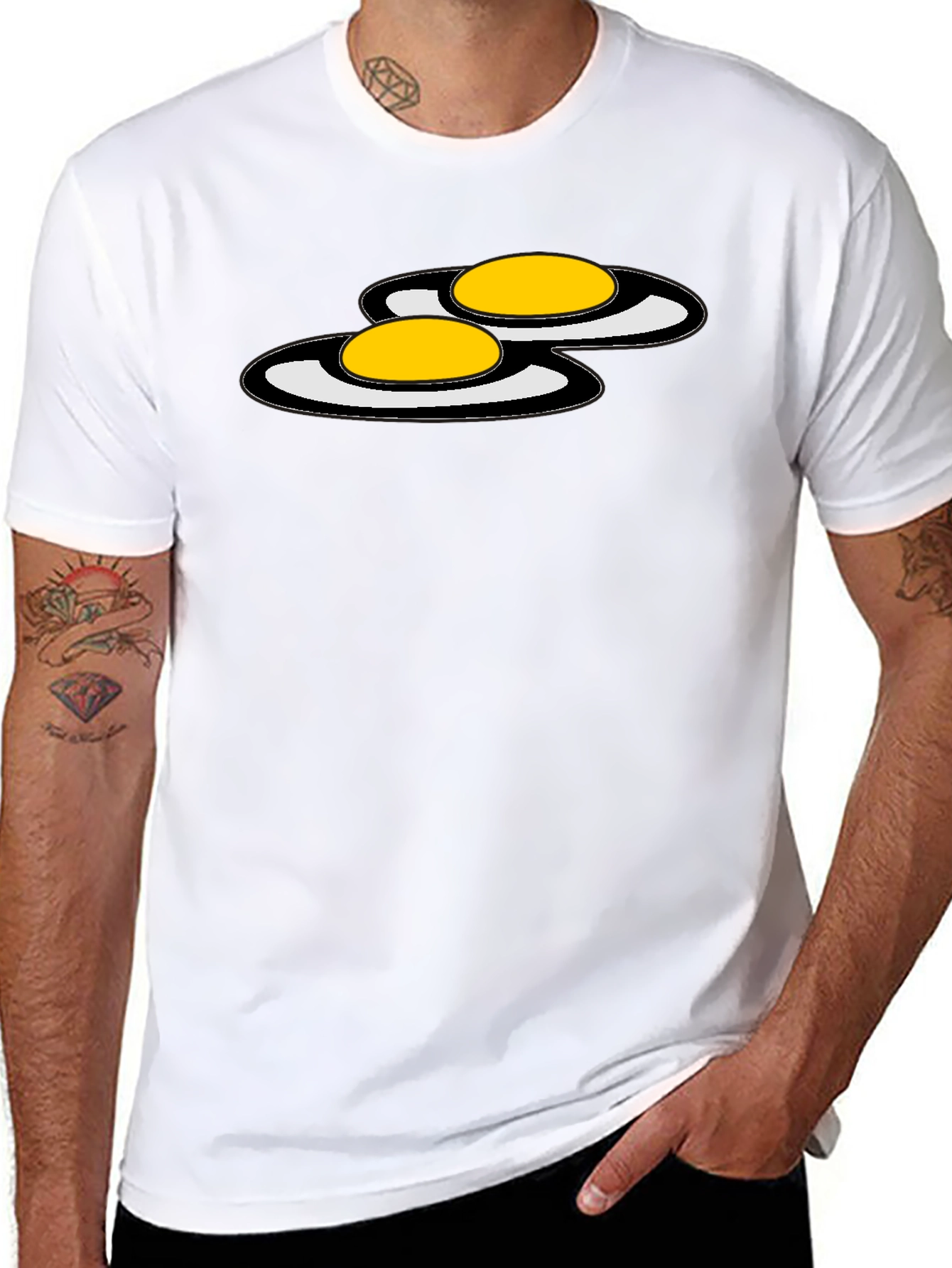 Funny Fried Eggs Graphic Black T-Shirt