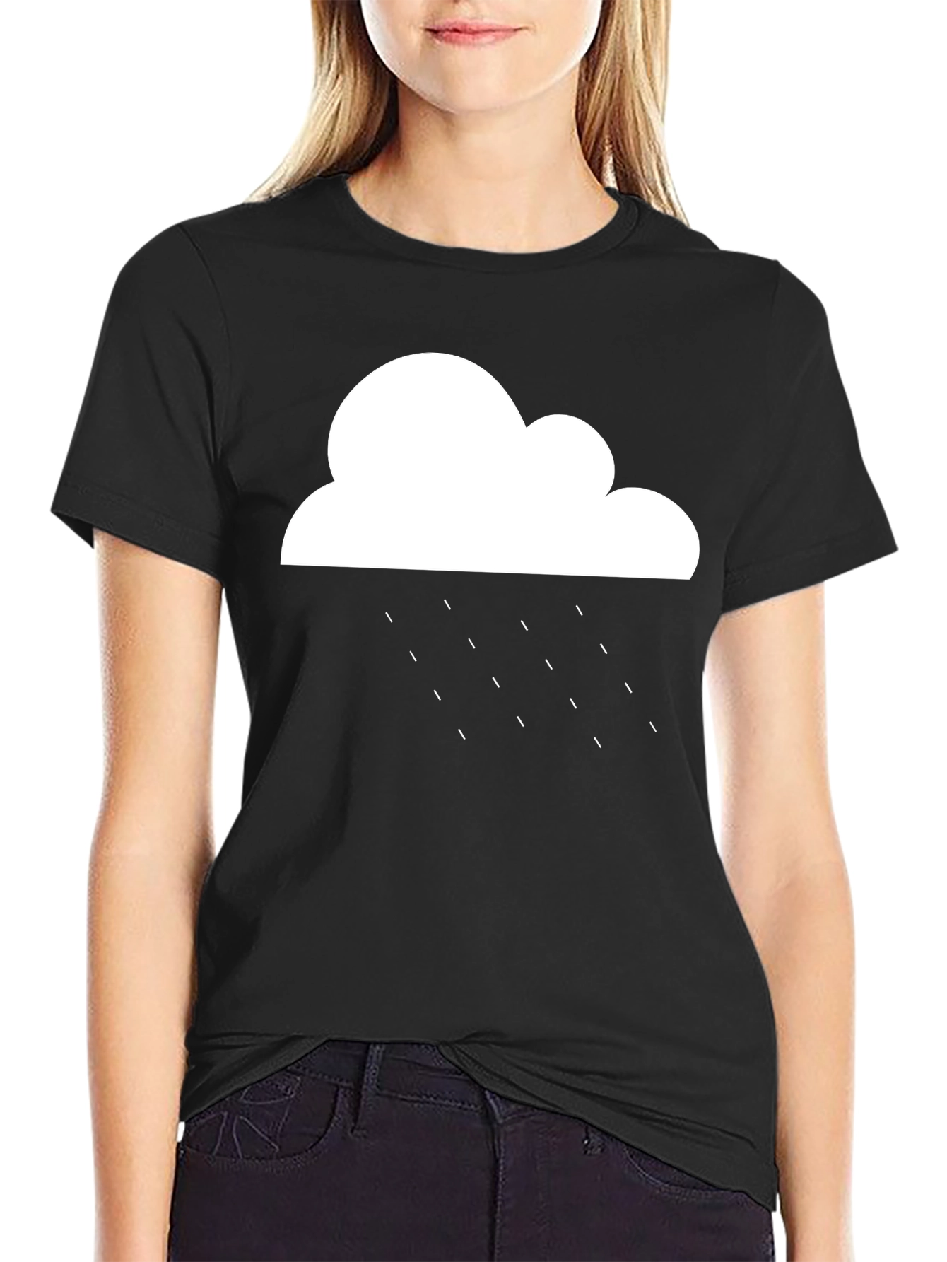 Rainy Cloud Graphic T-Shirt - Black Cotton Tee