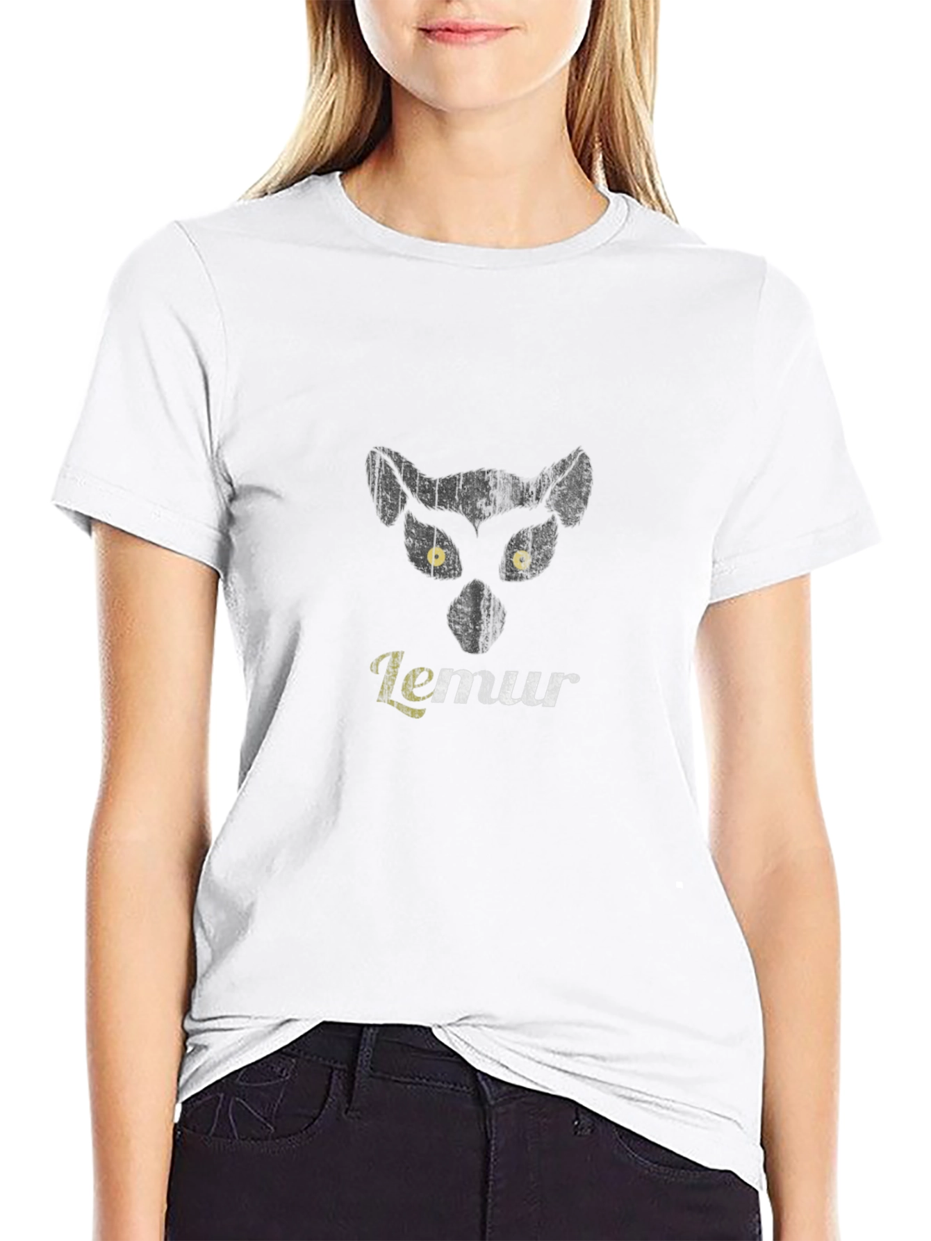 Lemur Graphic Print T-Shirt - Black Mens