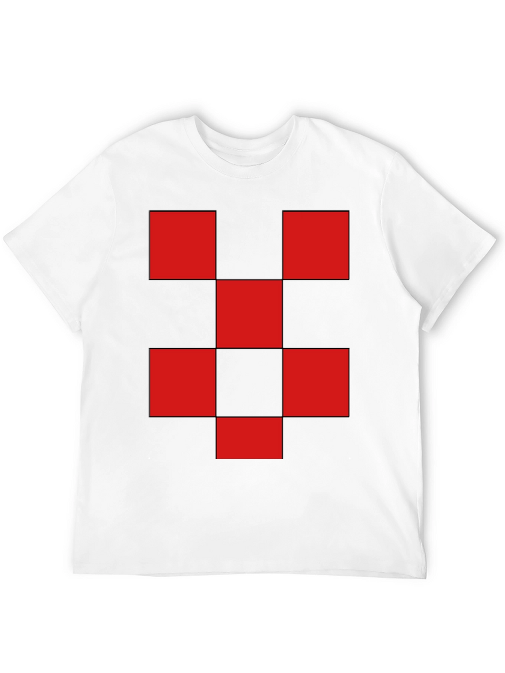 Red Checkered Graphic Print Black T-Shirt