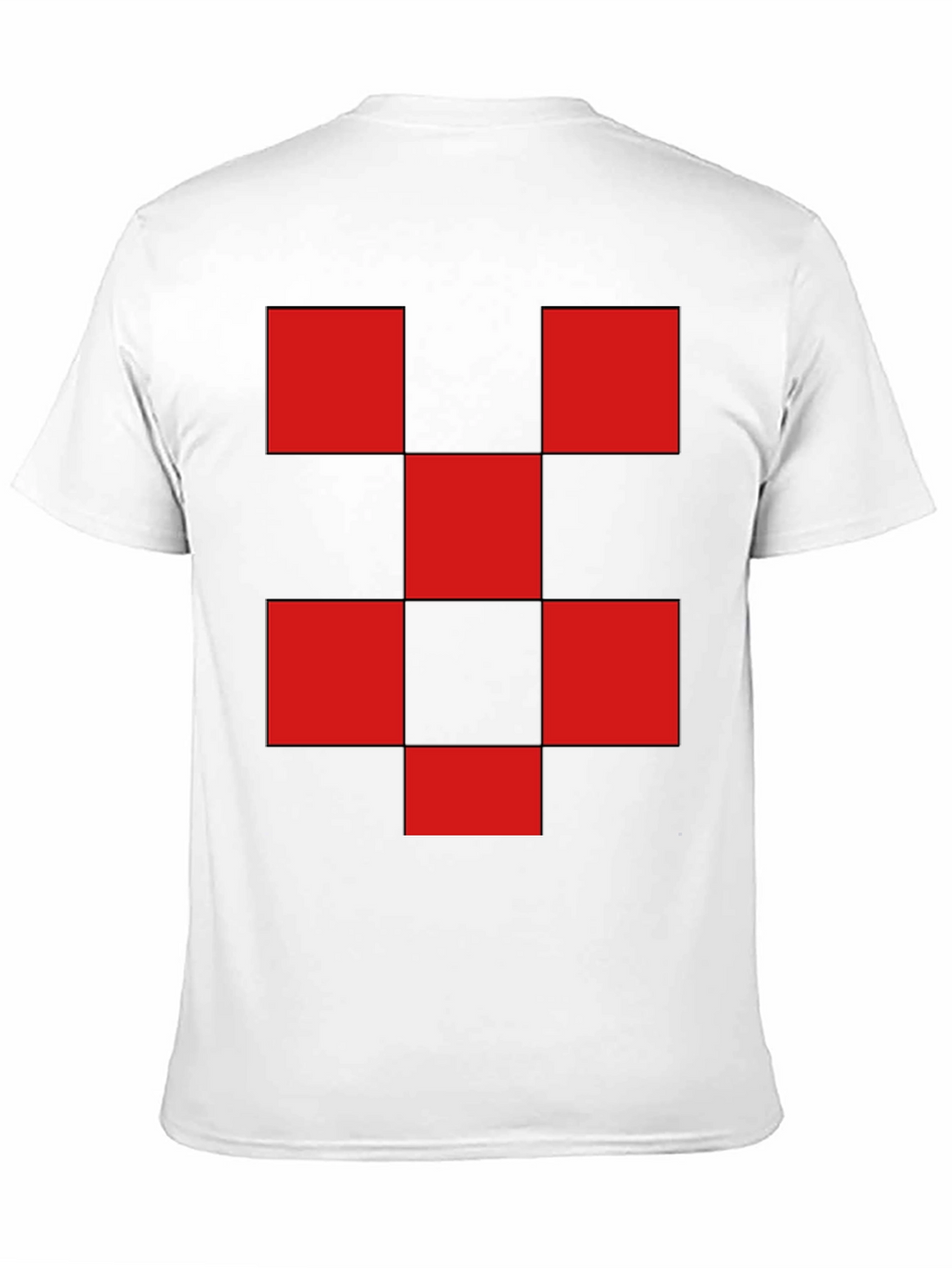 Red Checkered Graphic Print Black T-Shirt