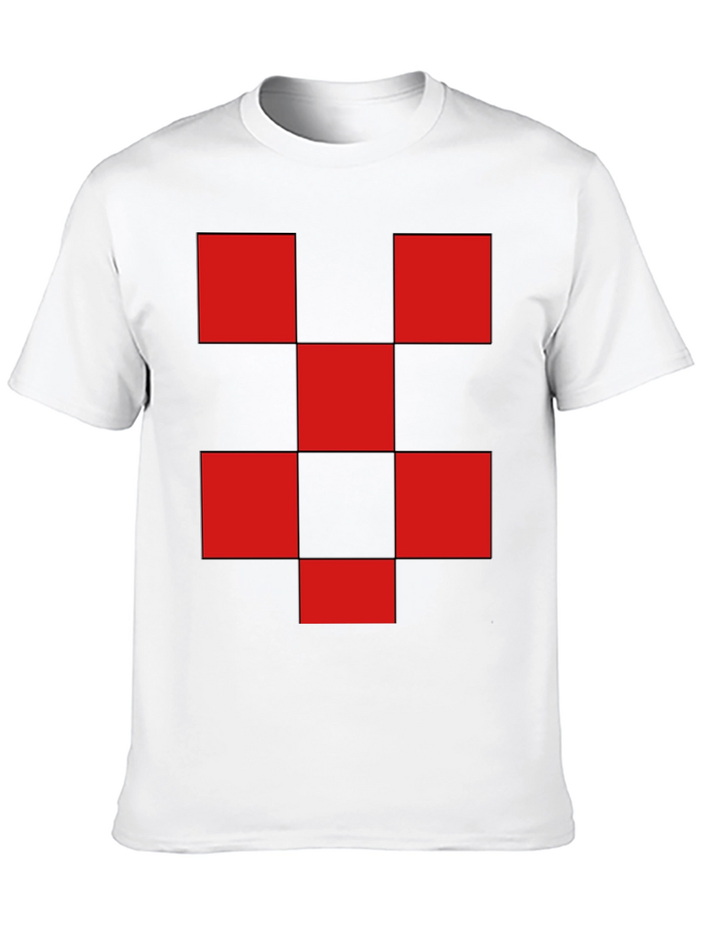 Red Checkered Graphic Print Black T-Shirt