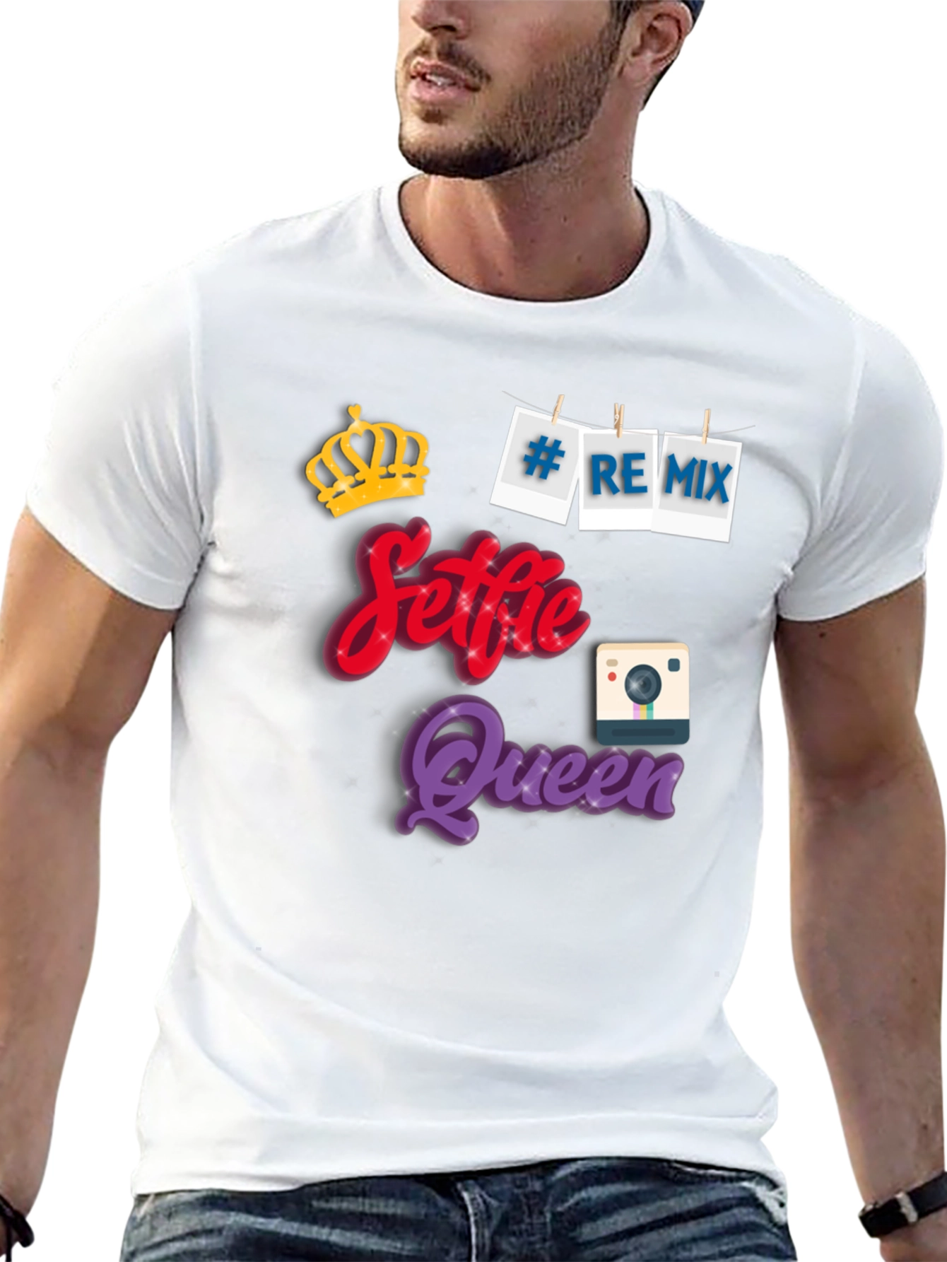 Selfie Queen Black Graphic T-Shirt