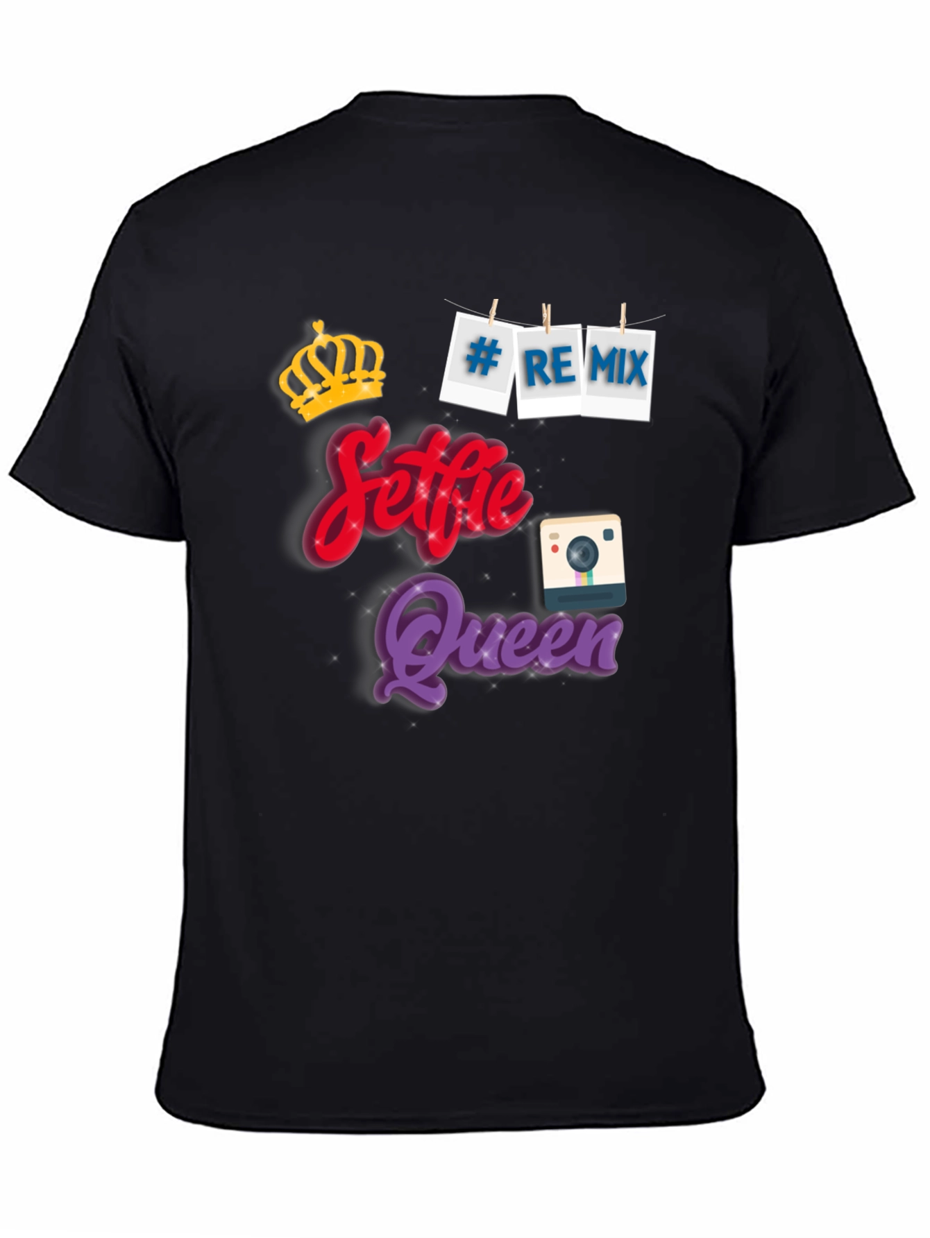Selfie Queen Black Graphic T-Shirt
