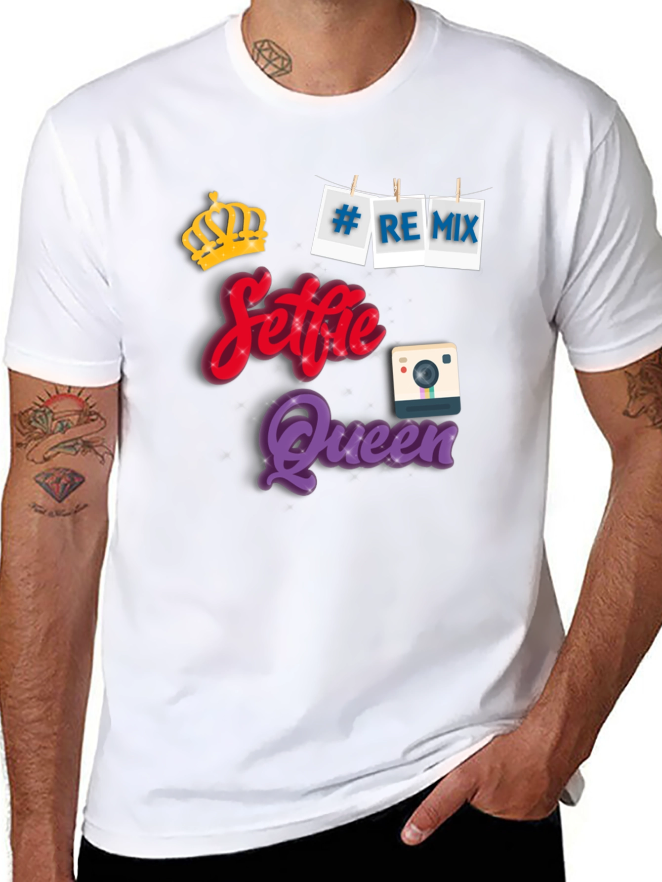 Selfie Queen Black Graphic T-Shirt