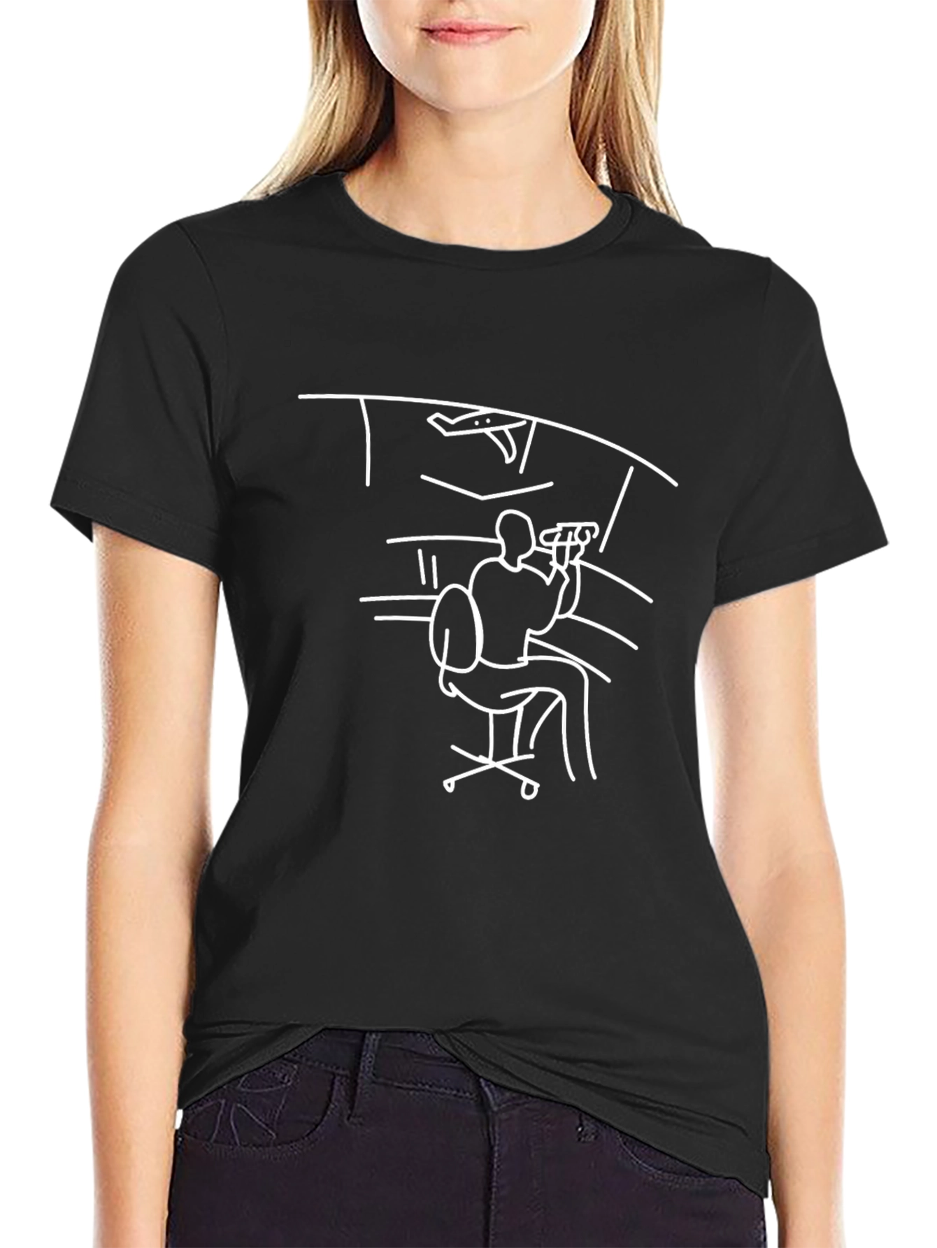 Air Traffic Controller Line Art T-Shirt