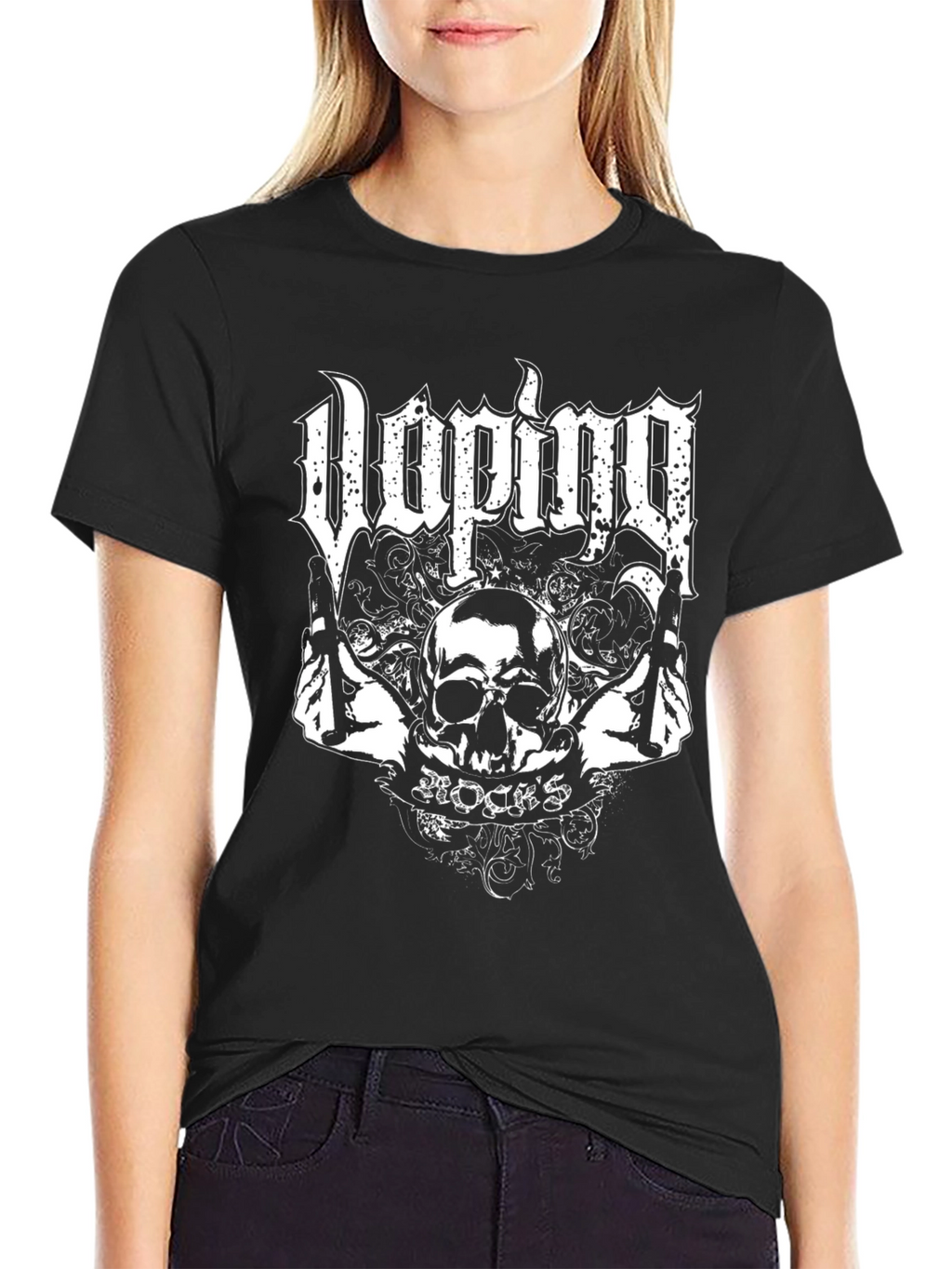 Doping Rocks Skull Graphic Black T-Shirt