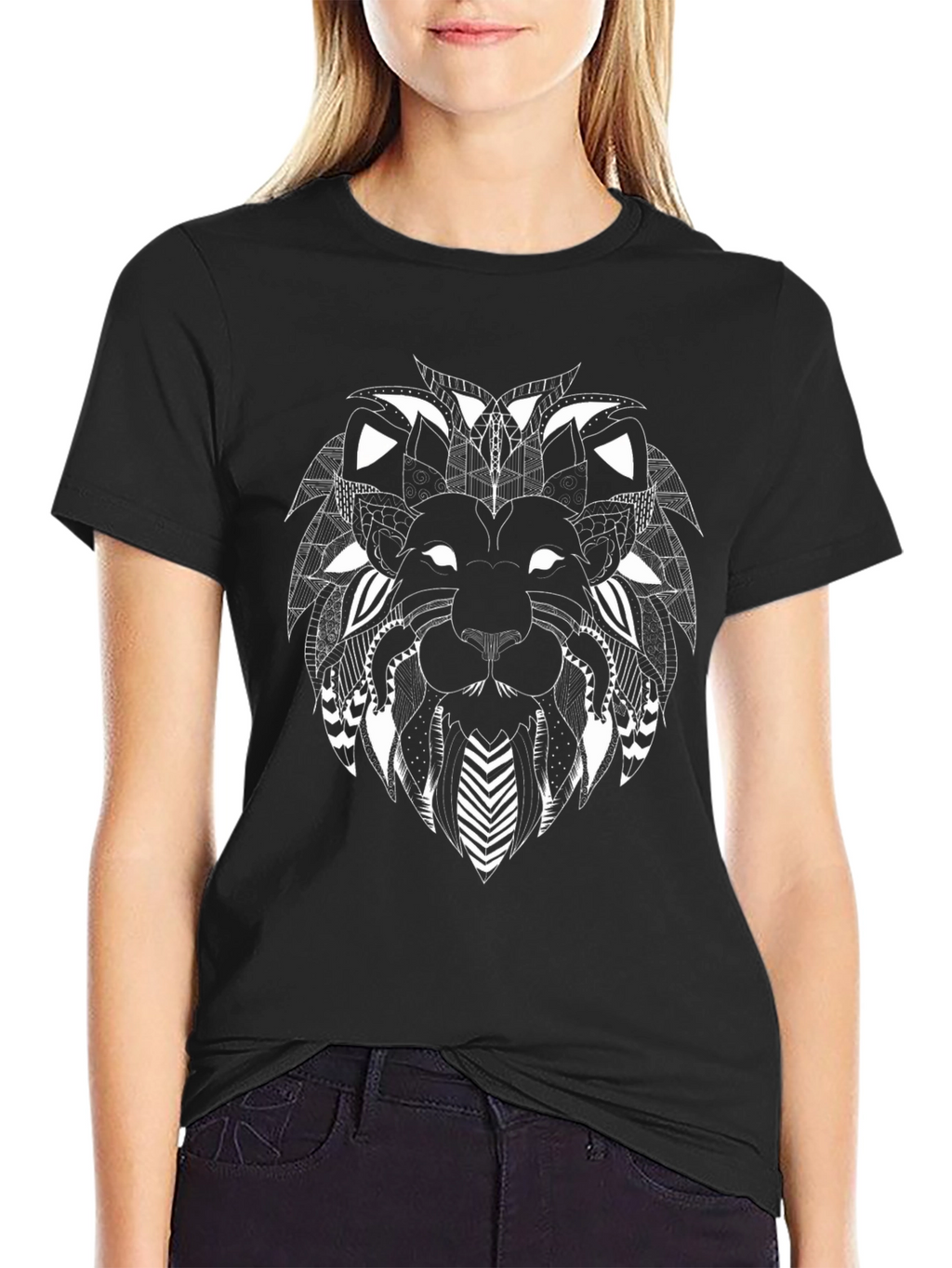 Lion Head Graphic Black T-Shirt