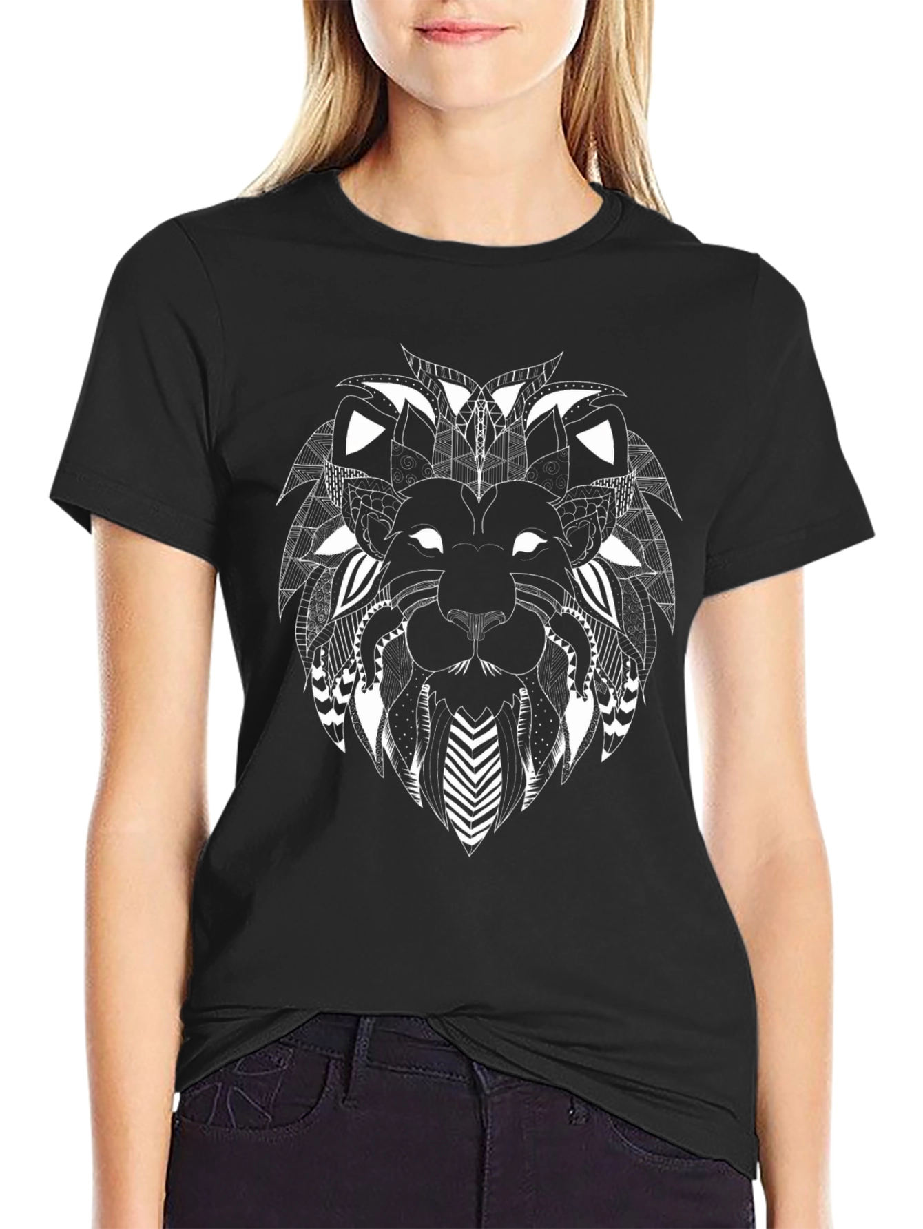 Lion Head Graphic Black T-Shirt
