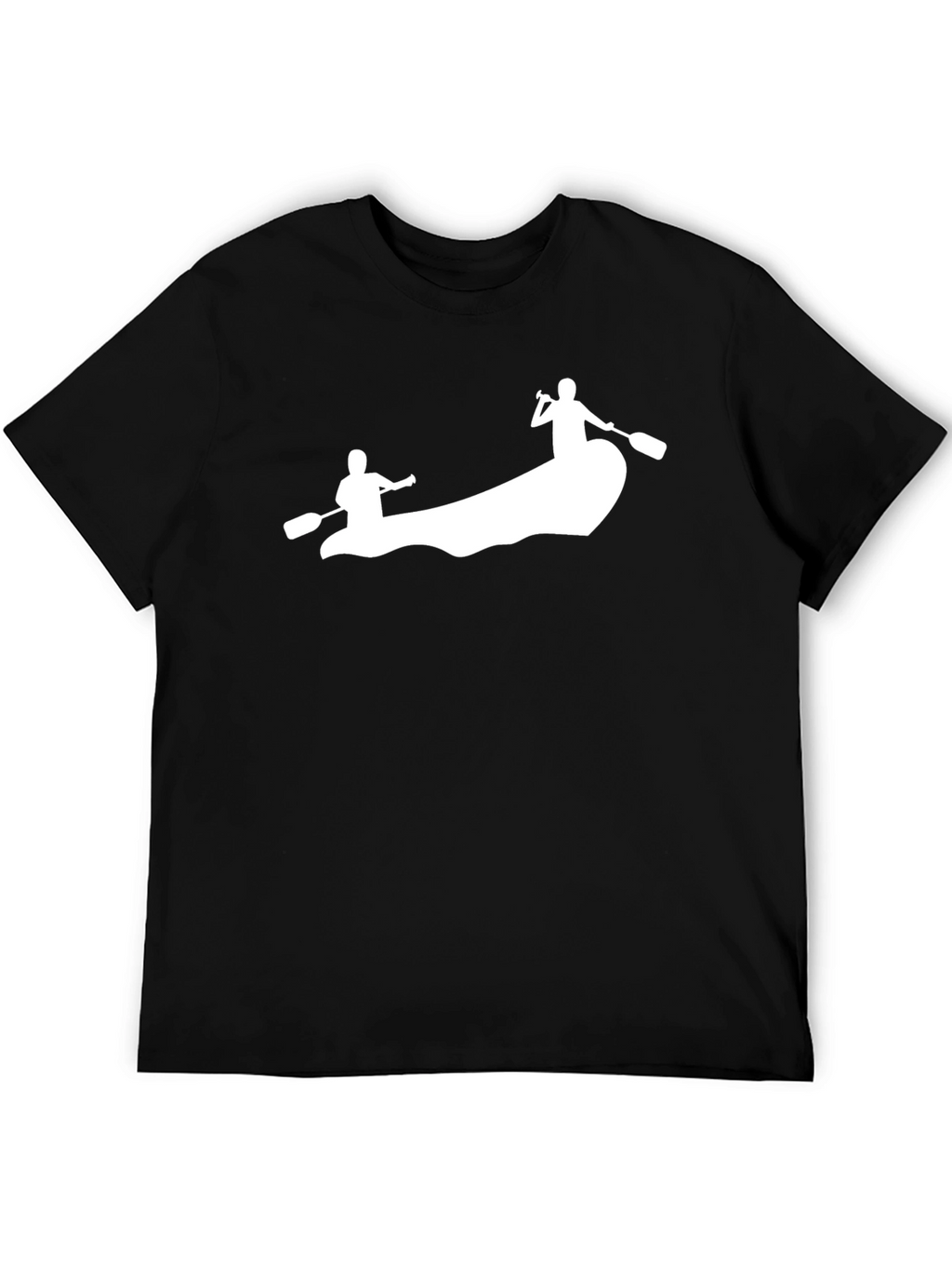 Mens Black T-Shirt - Canoeing Design