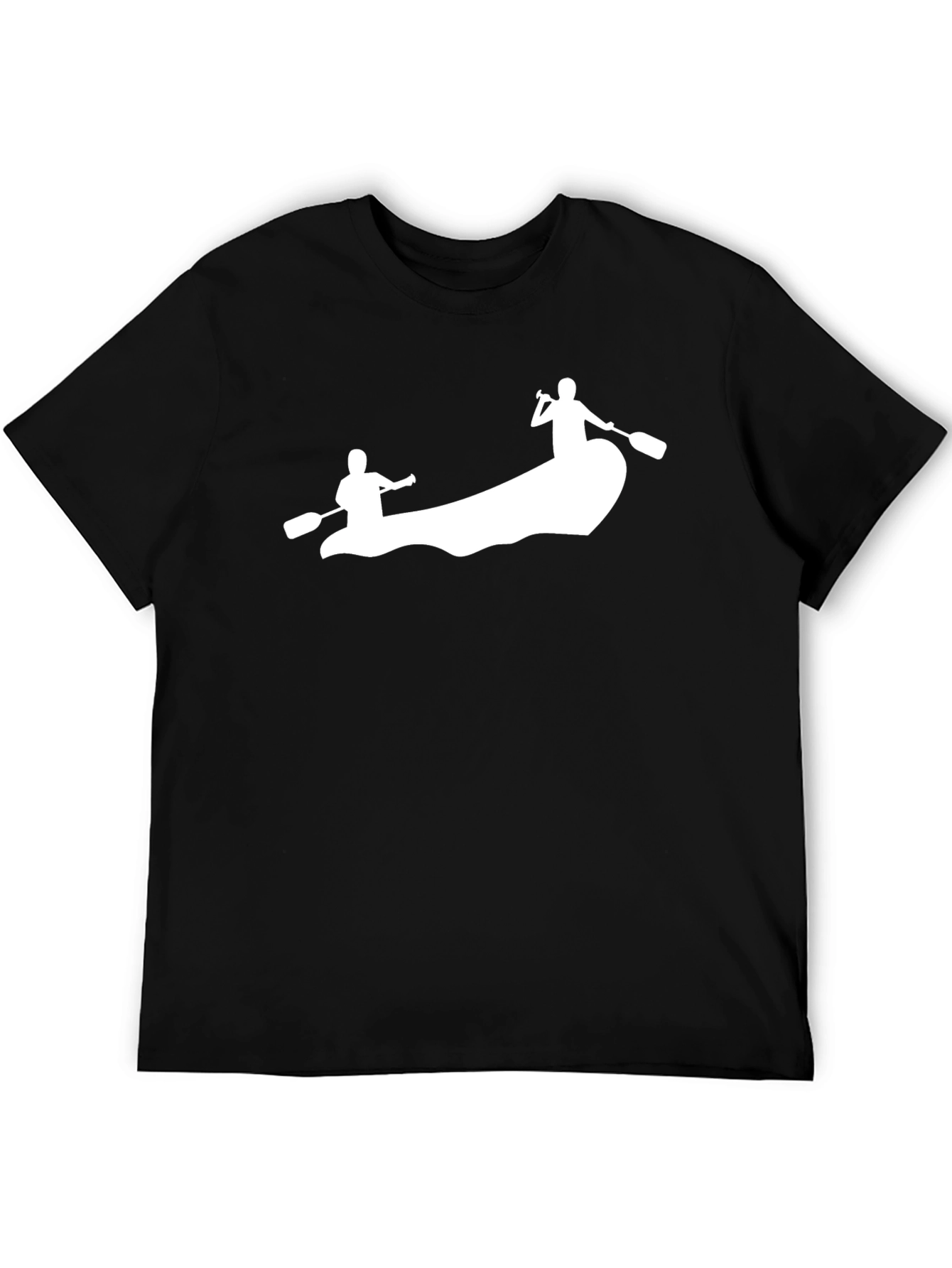 Mens Black T-Shirt - Canoeing Design