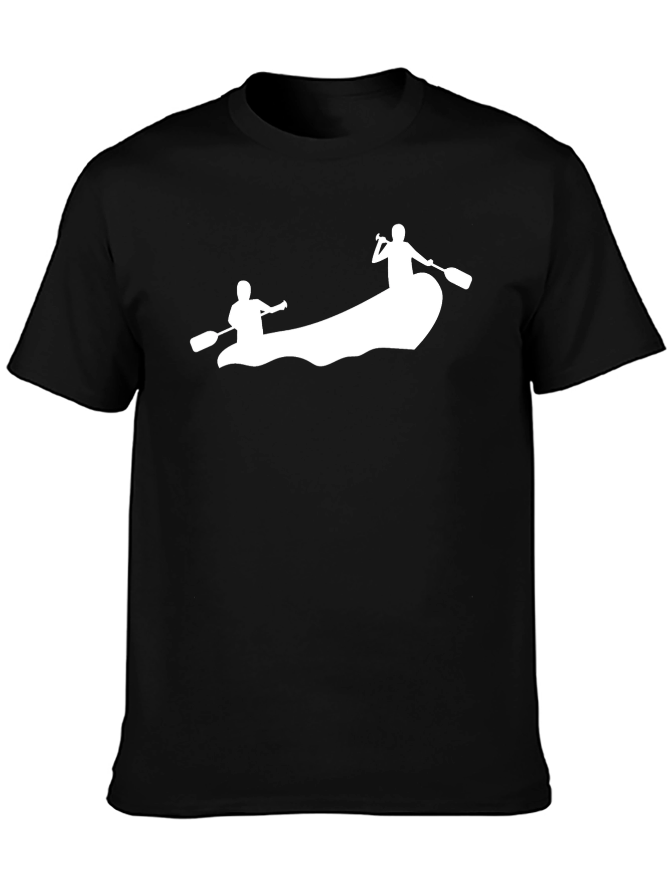 Mens Black T-Shirt - Canoeing Design