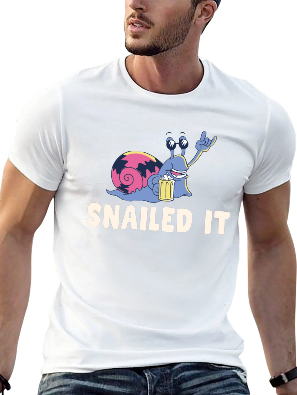 SNAILED IT Snail Beer T-Shirt Funny Tee