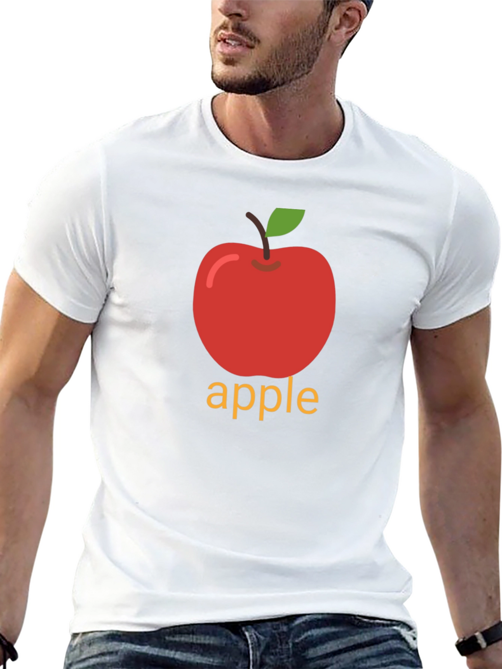 Apple Graphic Print Black T-Shirt
