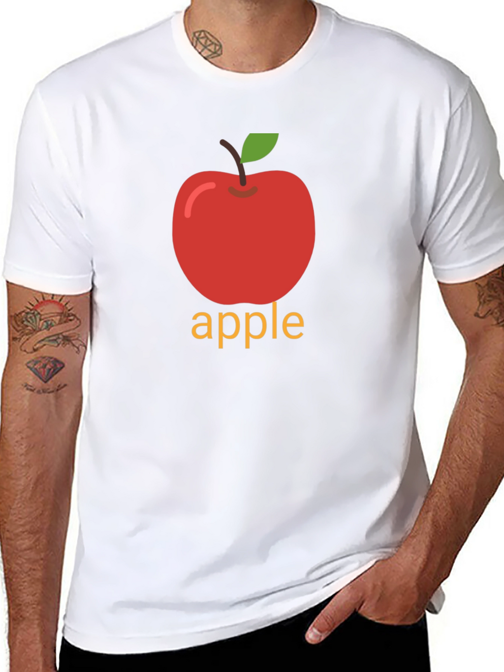 Apple Graphic Print Black T-Shirt