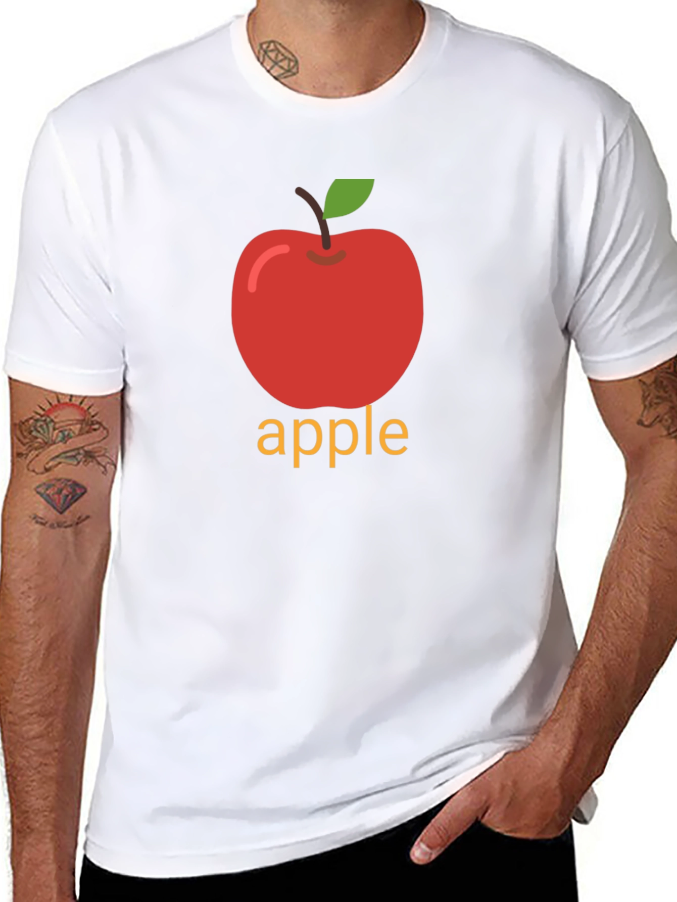 Apple Graphic Print Black T-Shirt