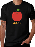 Apple Graphic Print Black T-Shirt