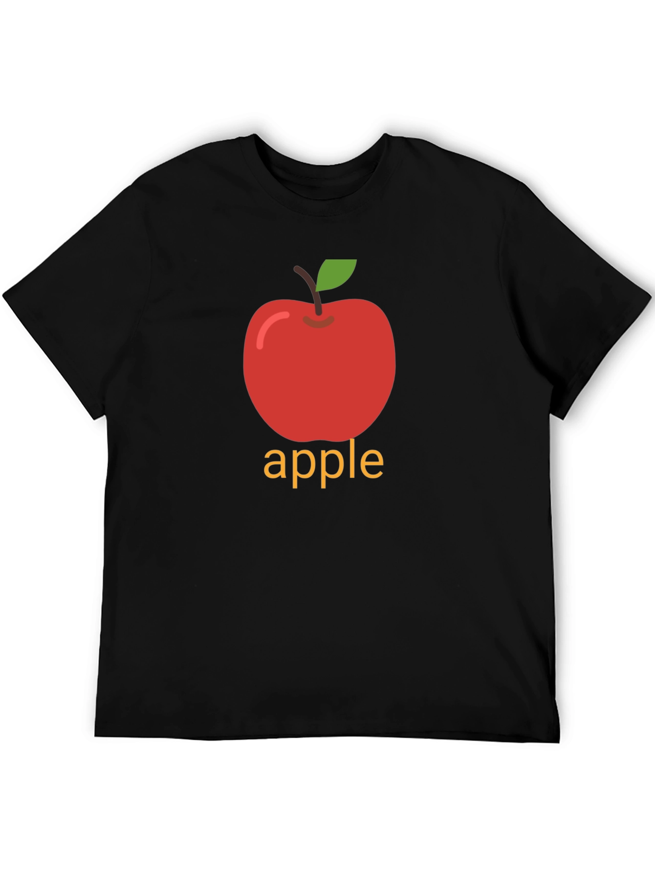 Apple Graphic Print Black T-Shirt