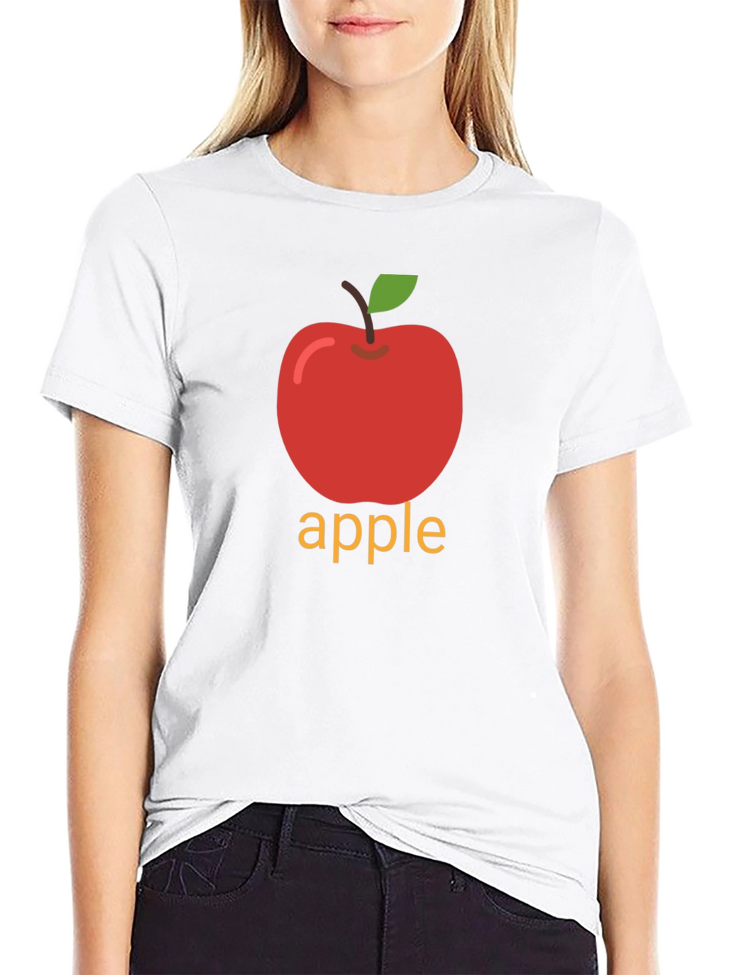 Apple Graphic Print Black T-Shirt