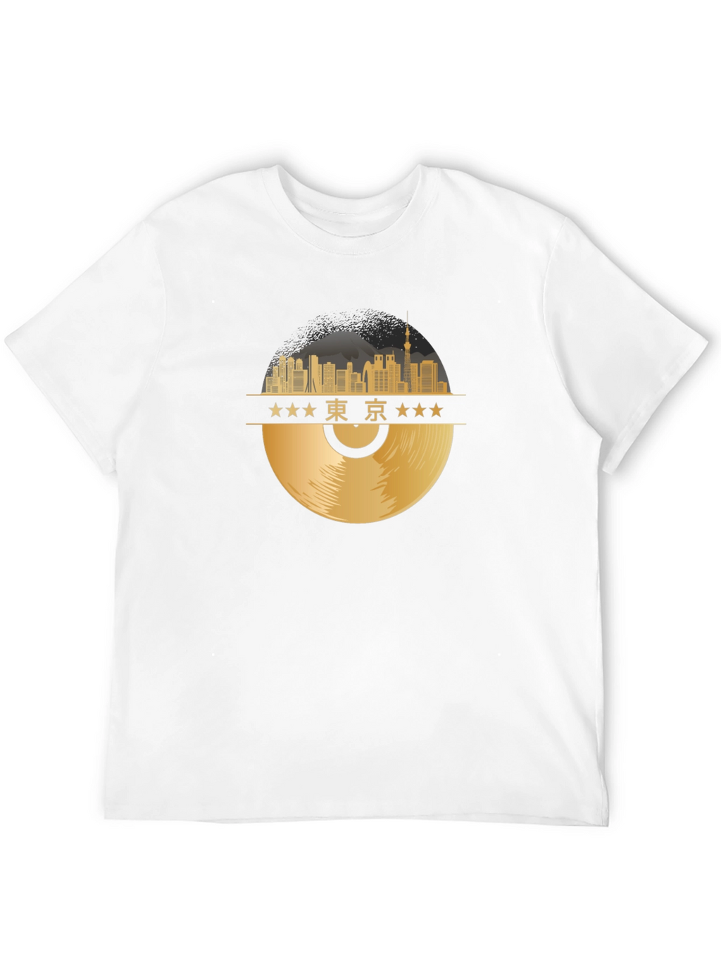 Tokyo Skyline Record T-Shirt - Black