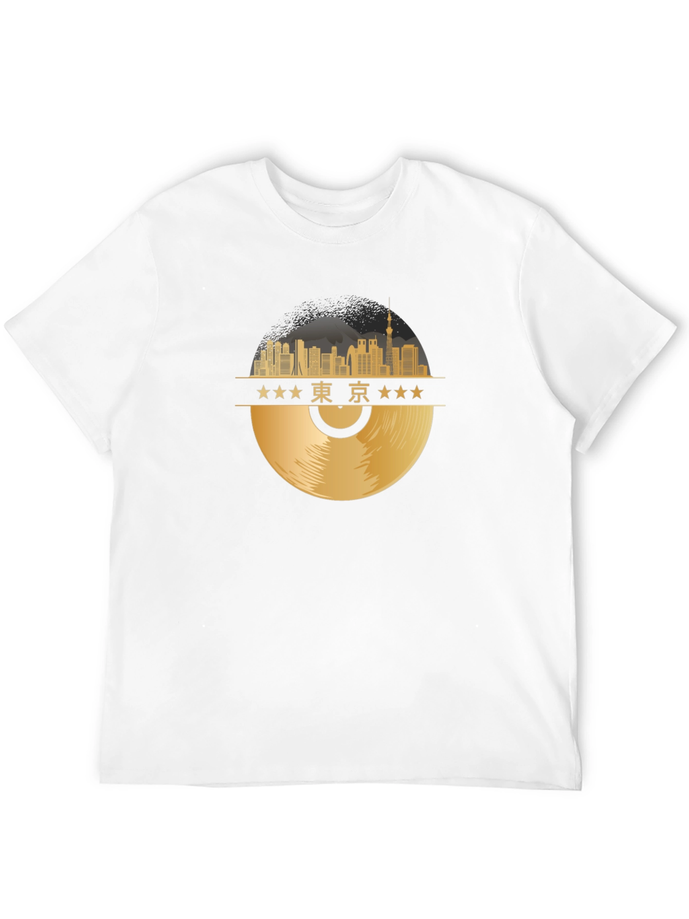 Tokyo Skyline Record T-Shirt - Black