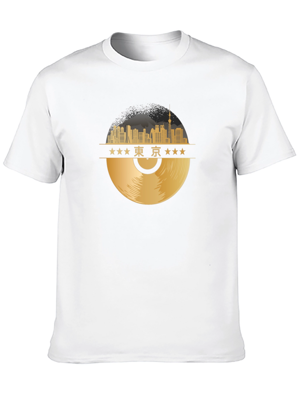 Tokyo Skyline Record T-Shirt - Black