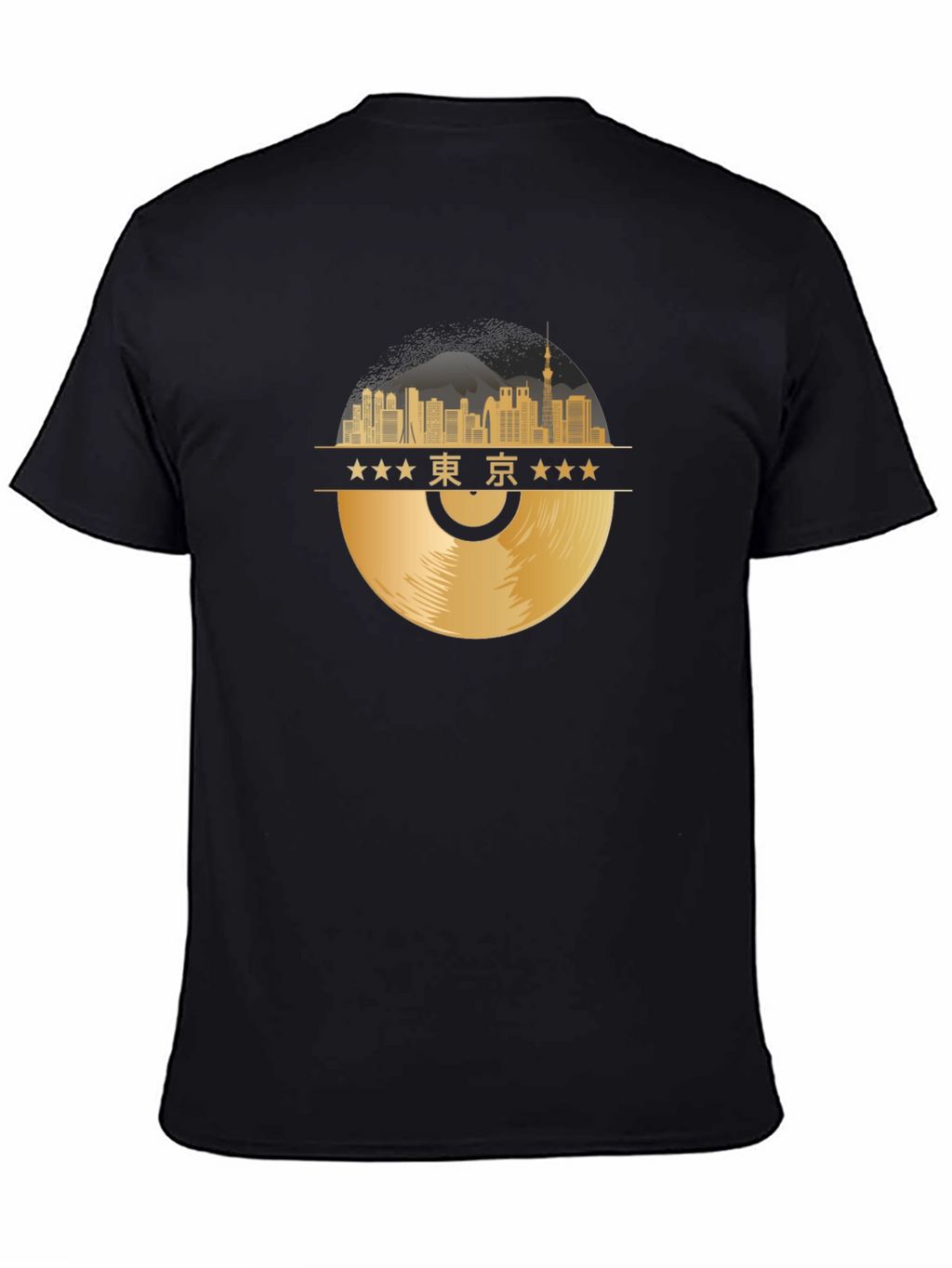 Tokyo Skyline Record T-Shirt - Black