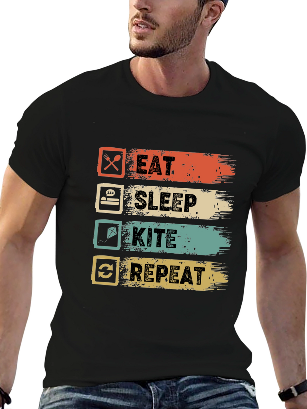 Eat Sleep Kite Repeat Graphic Tee