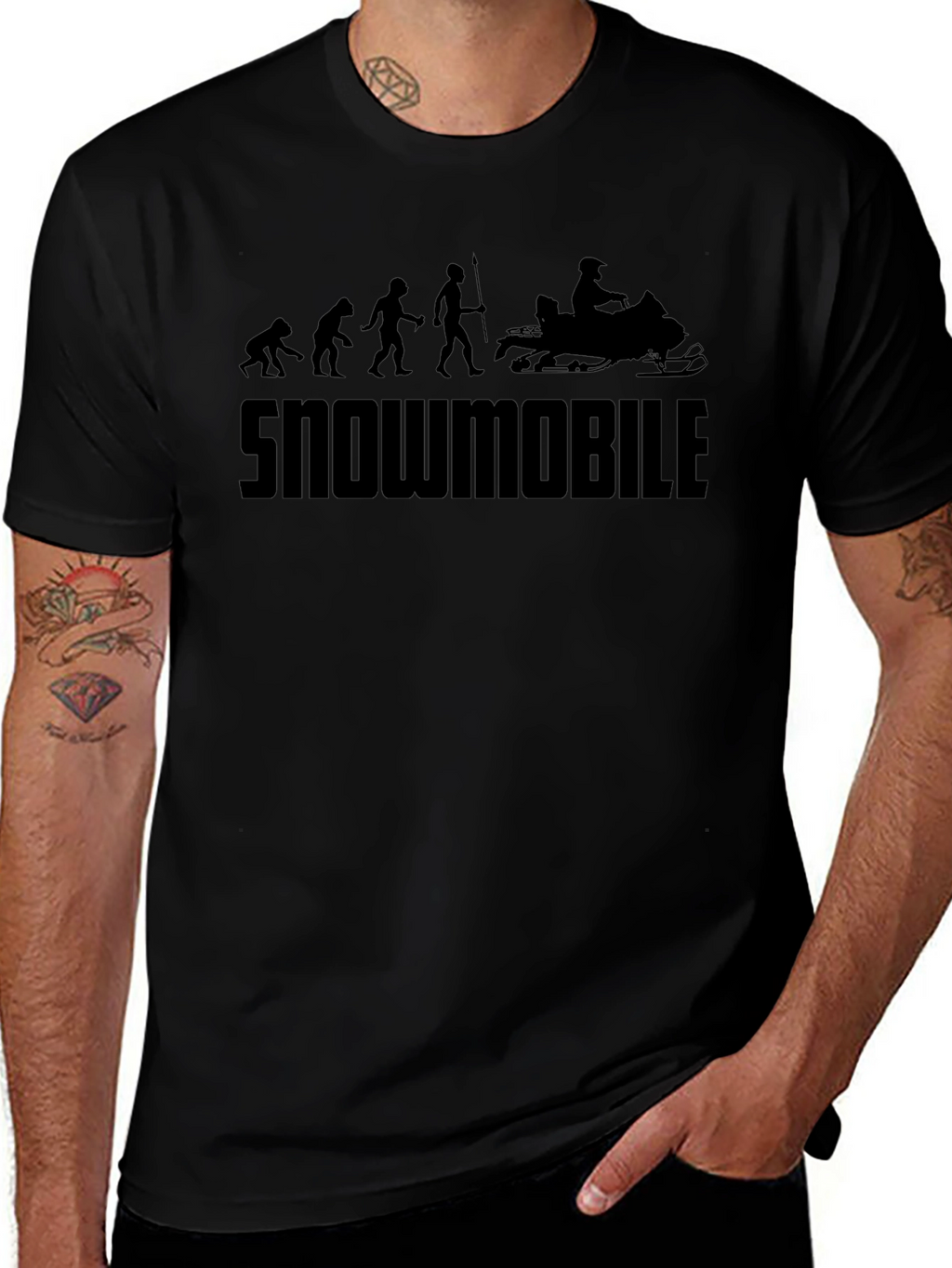 Snowmobile Evolution Graphic T-Shirt - Black