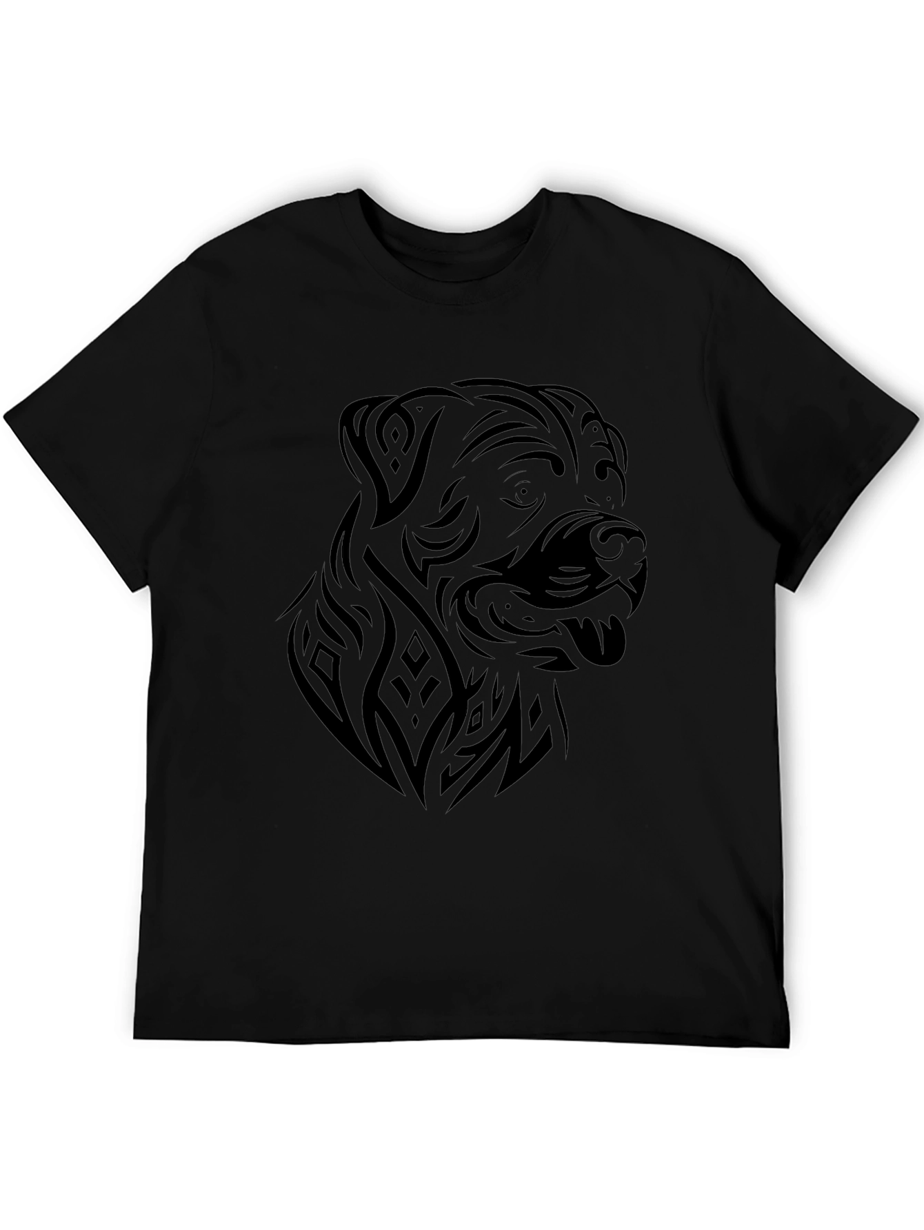 Tribal Dog Graphic Tee - Mens Black T-Shirt
