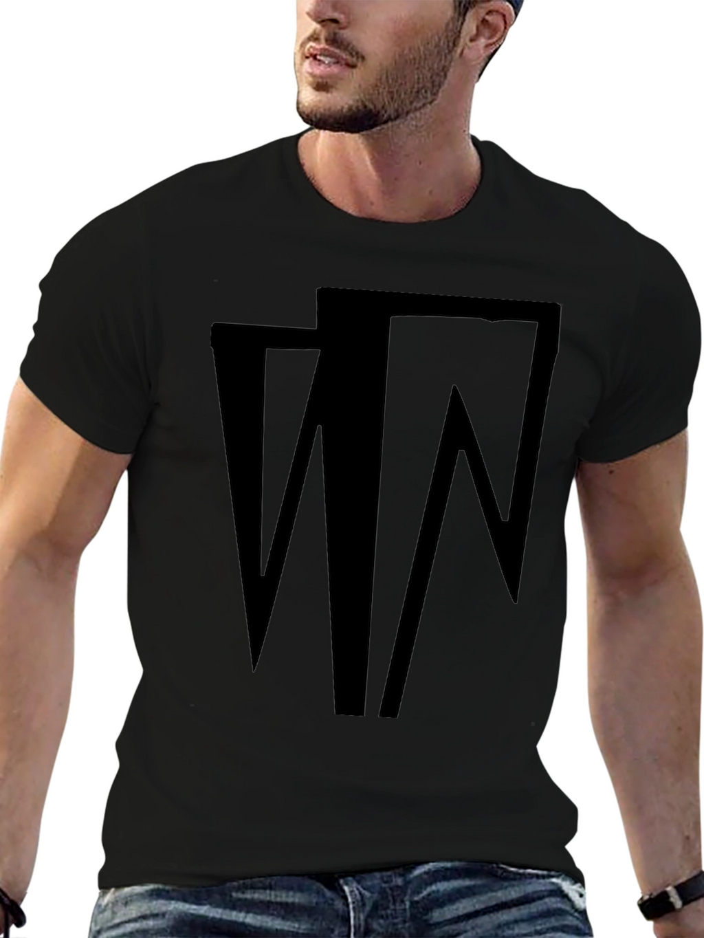 Geometric Graphic Tee - Modern Black T-Shirt