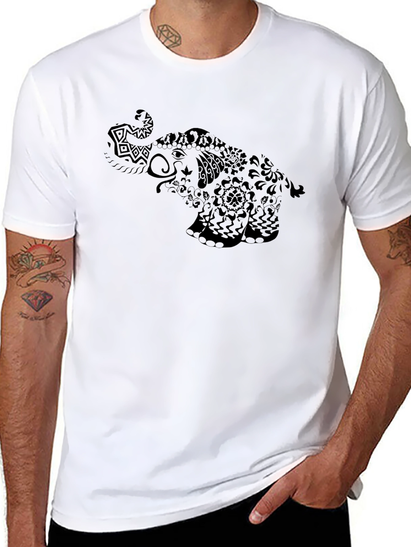 Elephant Graphic Tee - Black Cotton Comfort