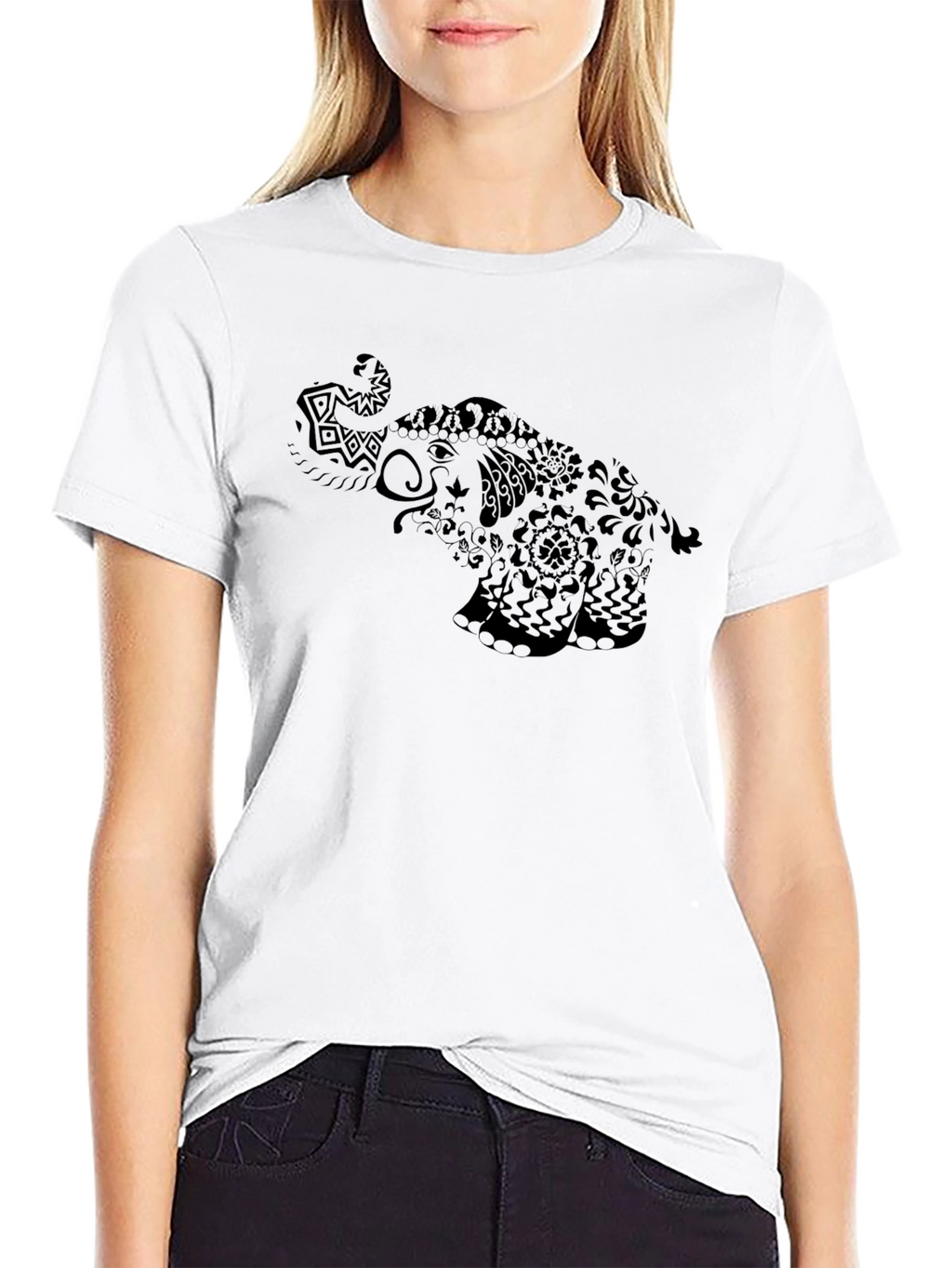 Elephant Graphic Tee - Black Cotton Comfort