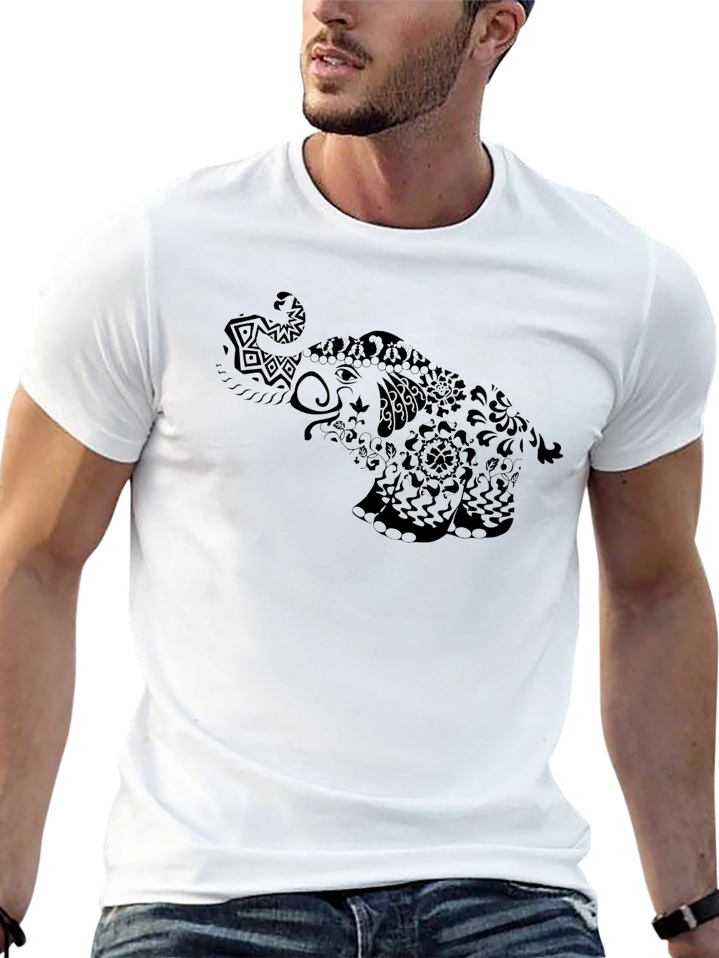 Elephant Graphic Tee - Black Cotton Comfort