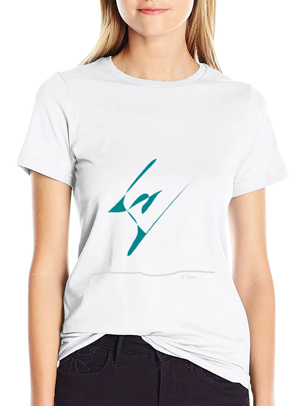Abstract Teal Graphic Black T-Shirt