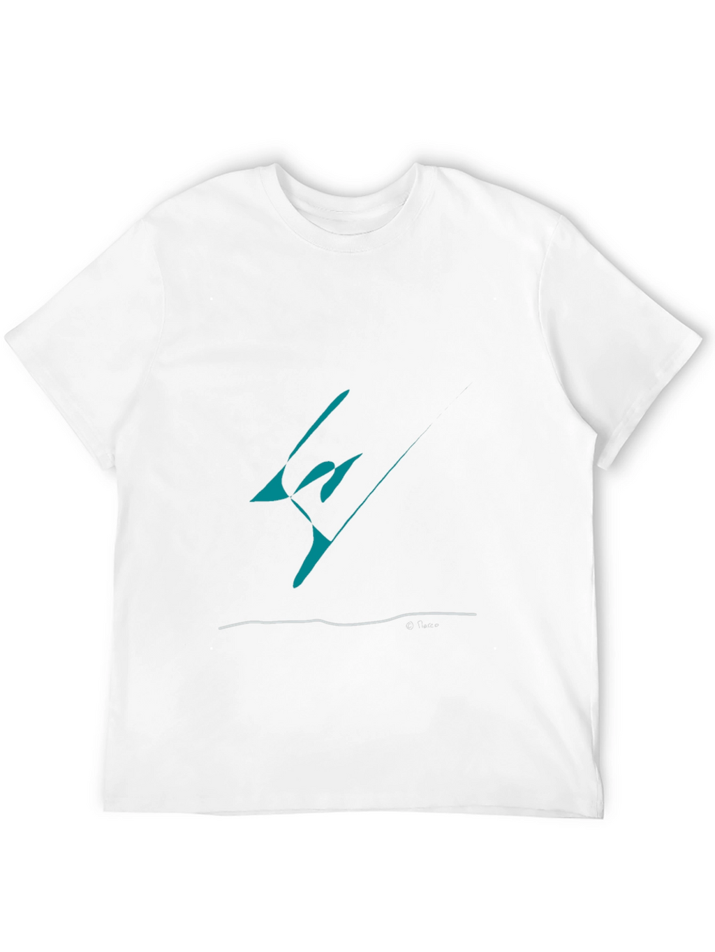 Abstract Teal Graphic Black T-Shirt