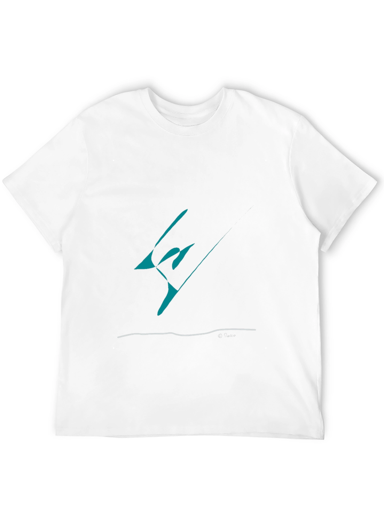 Abstract Teal Graphic Black T-Shirt