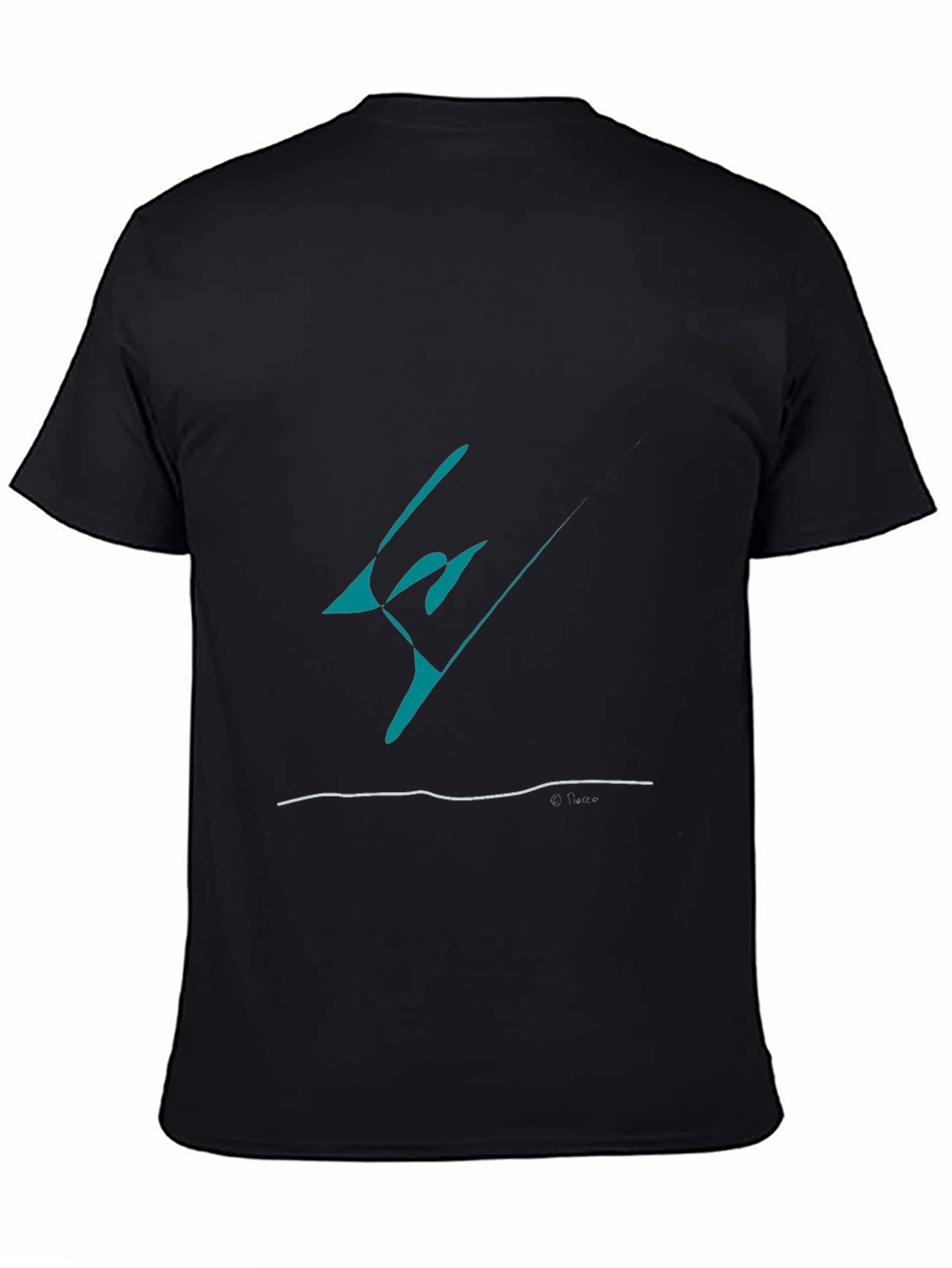 Abstract Teal Graphic Black T-Shirt