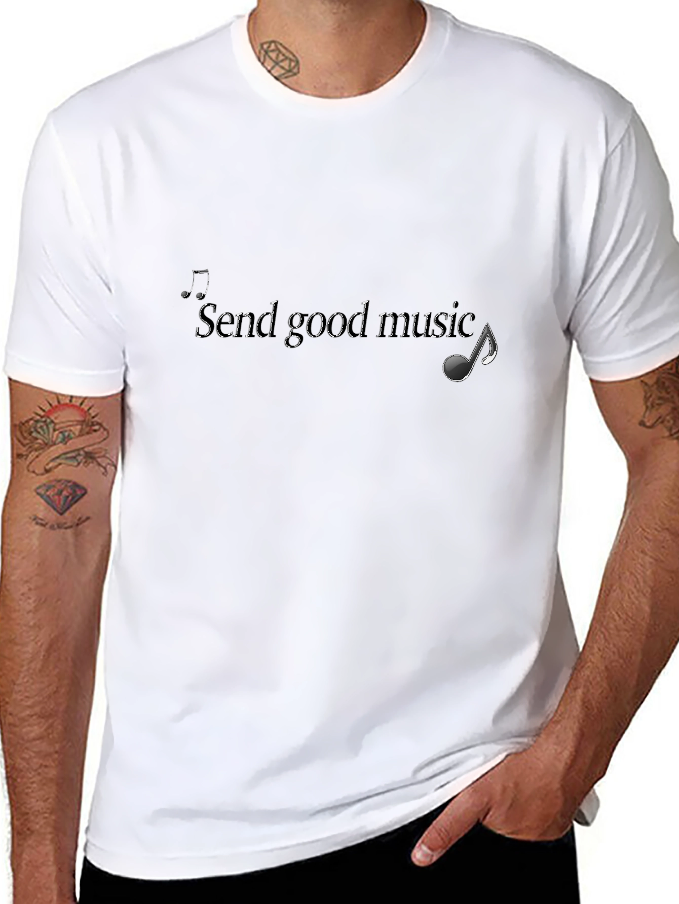 Send Good Music Graphic Tee - Black Casual T-Shirt