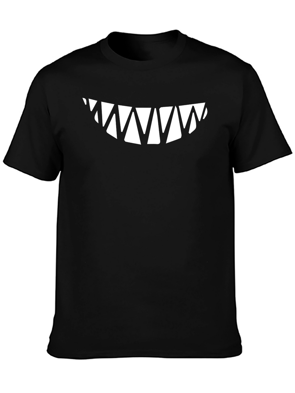 Mens Black T-Shirt with Sharp Teeth Graphic