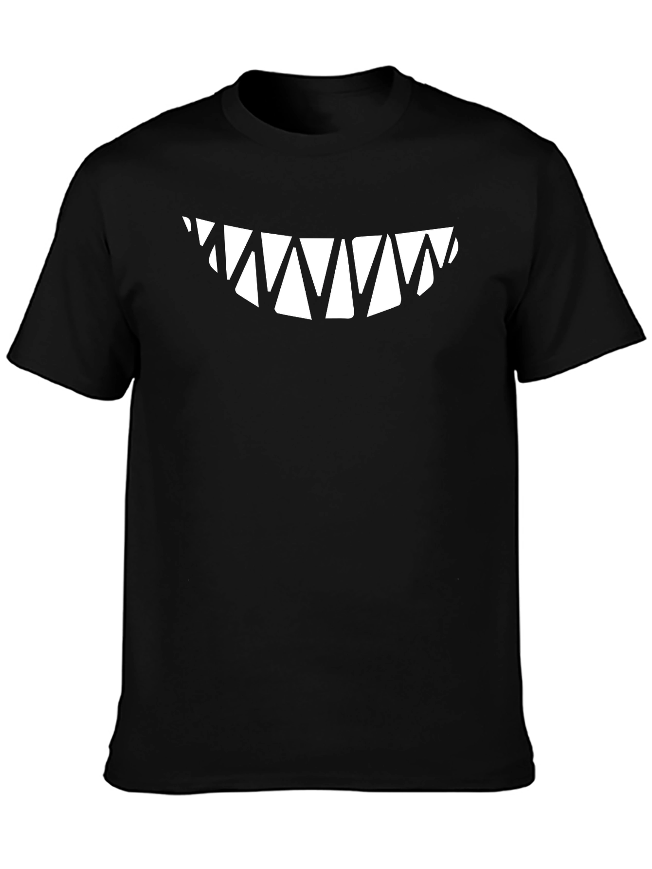 Mens Black T-Shirt with Sharp Teeth Graphic
