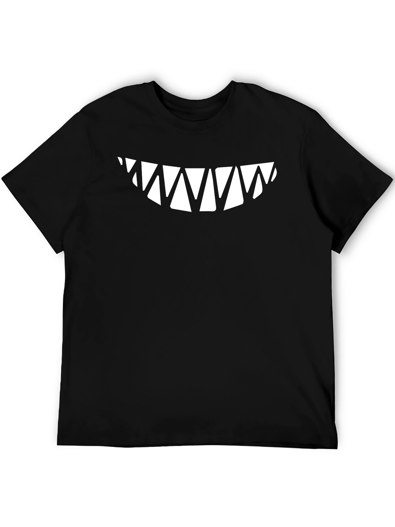 Mens Black T-Shirt with Sharp Teeth Graphic