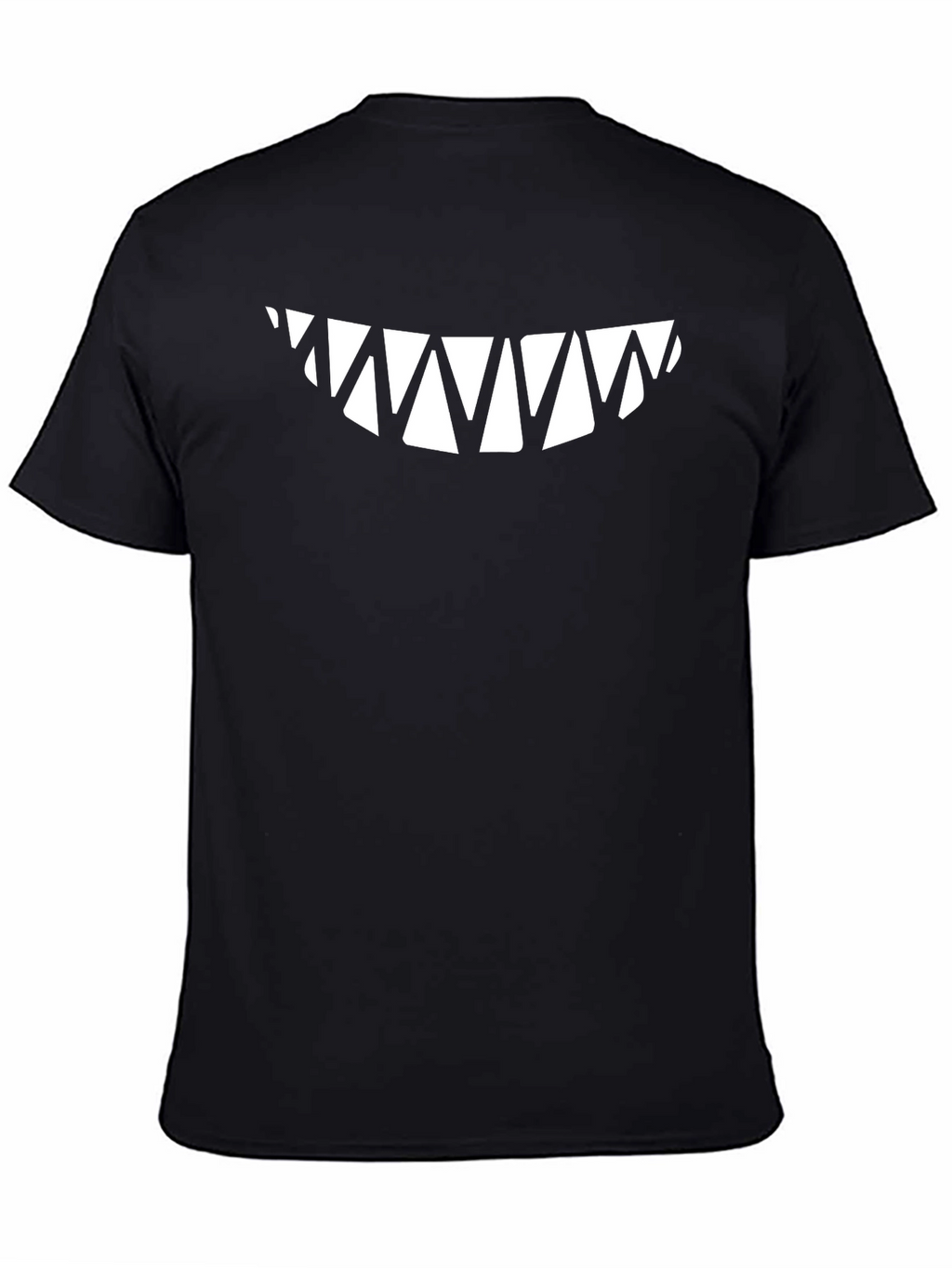 Mens Black T-Shirt with Sharp Teeth Graphic