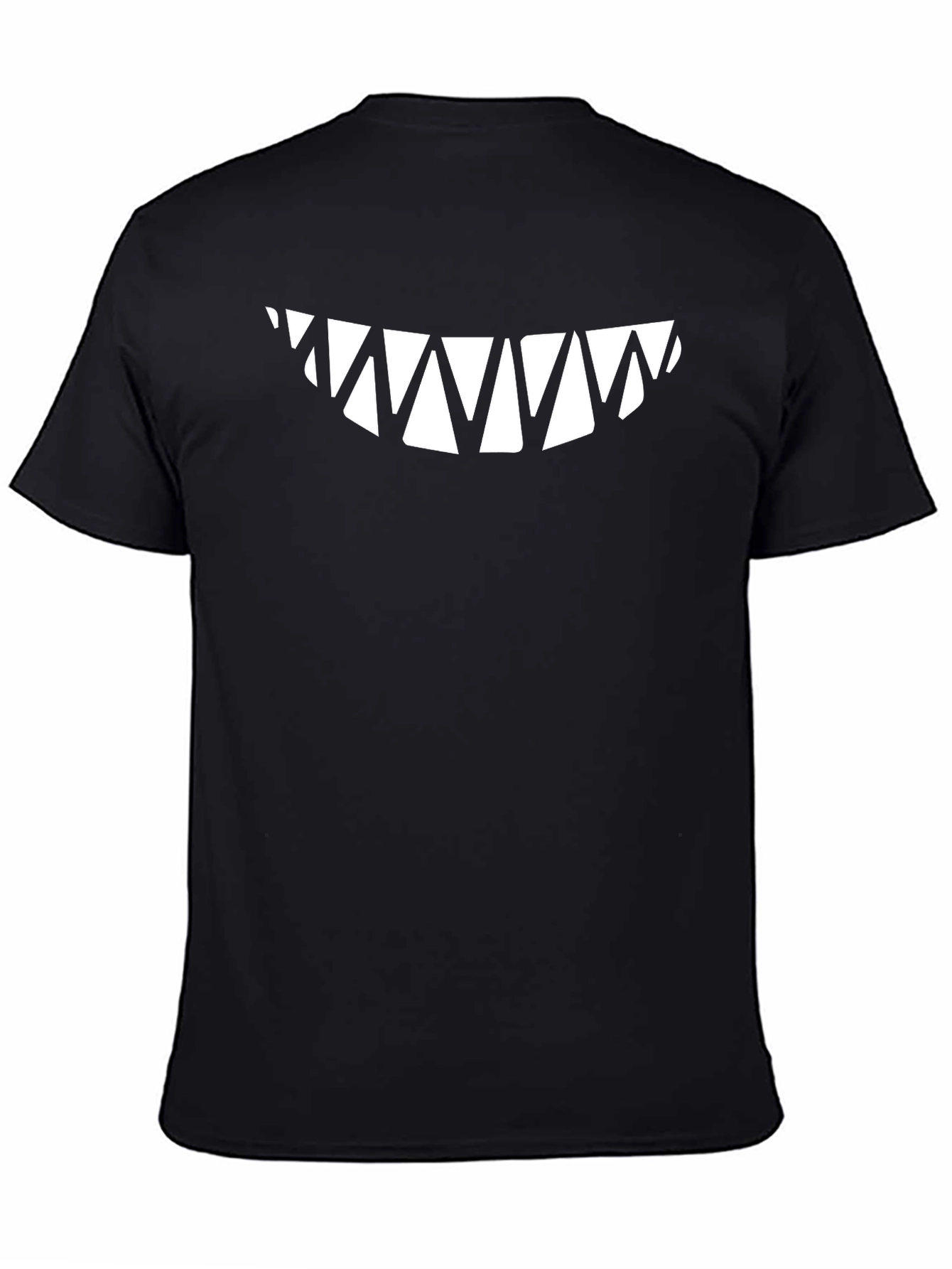 Mens Black T-Shirt with Sharp Teeth Graphic