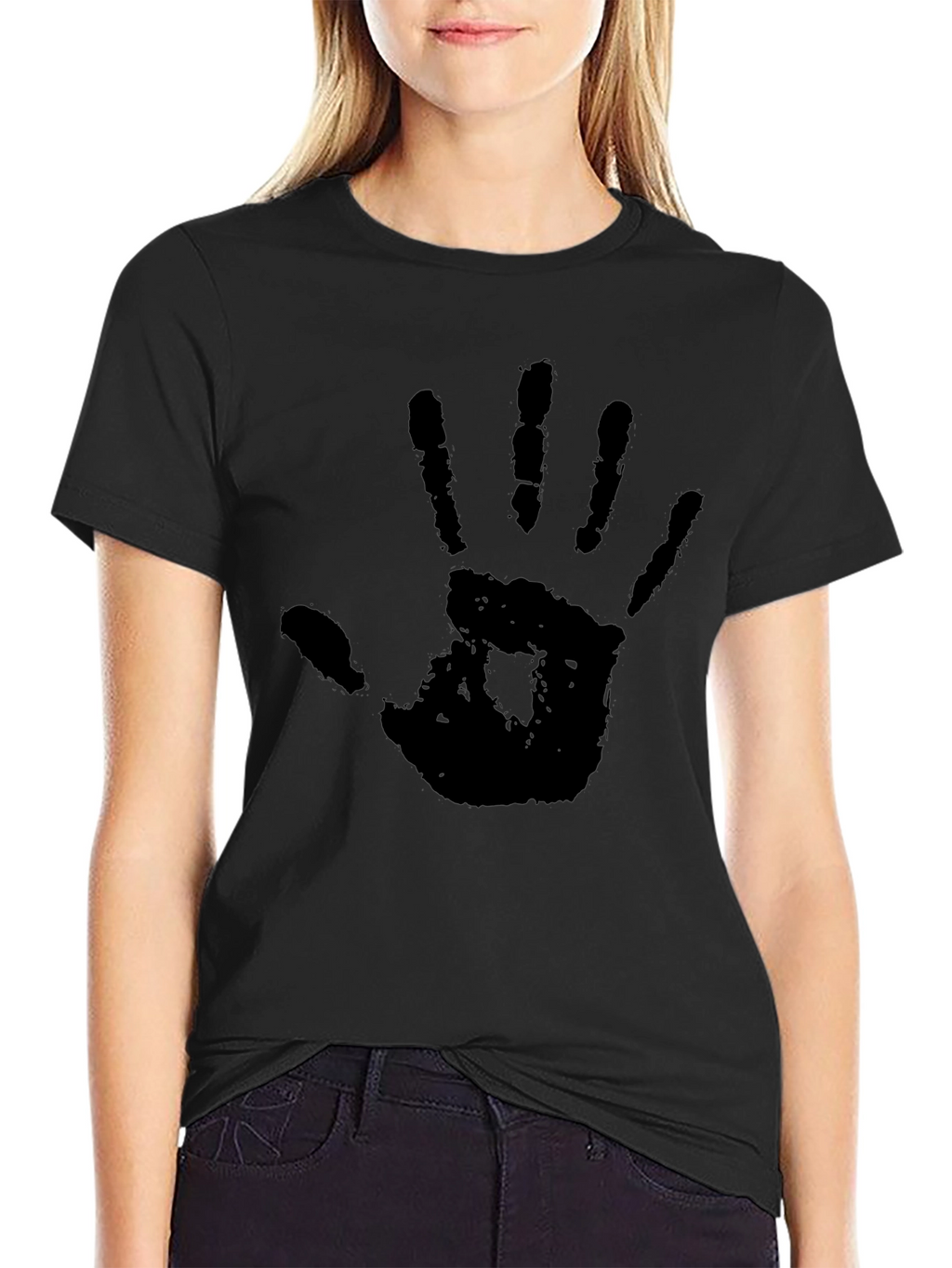Hand Print Graphic T-Shirt - Black