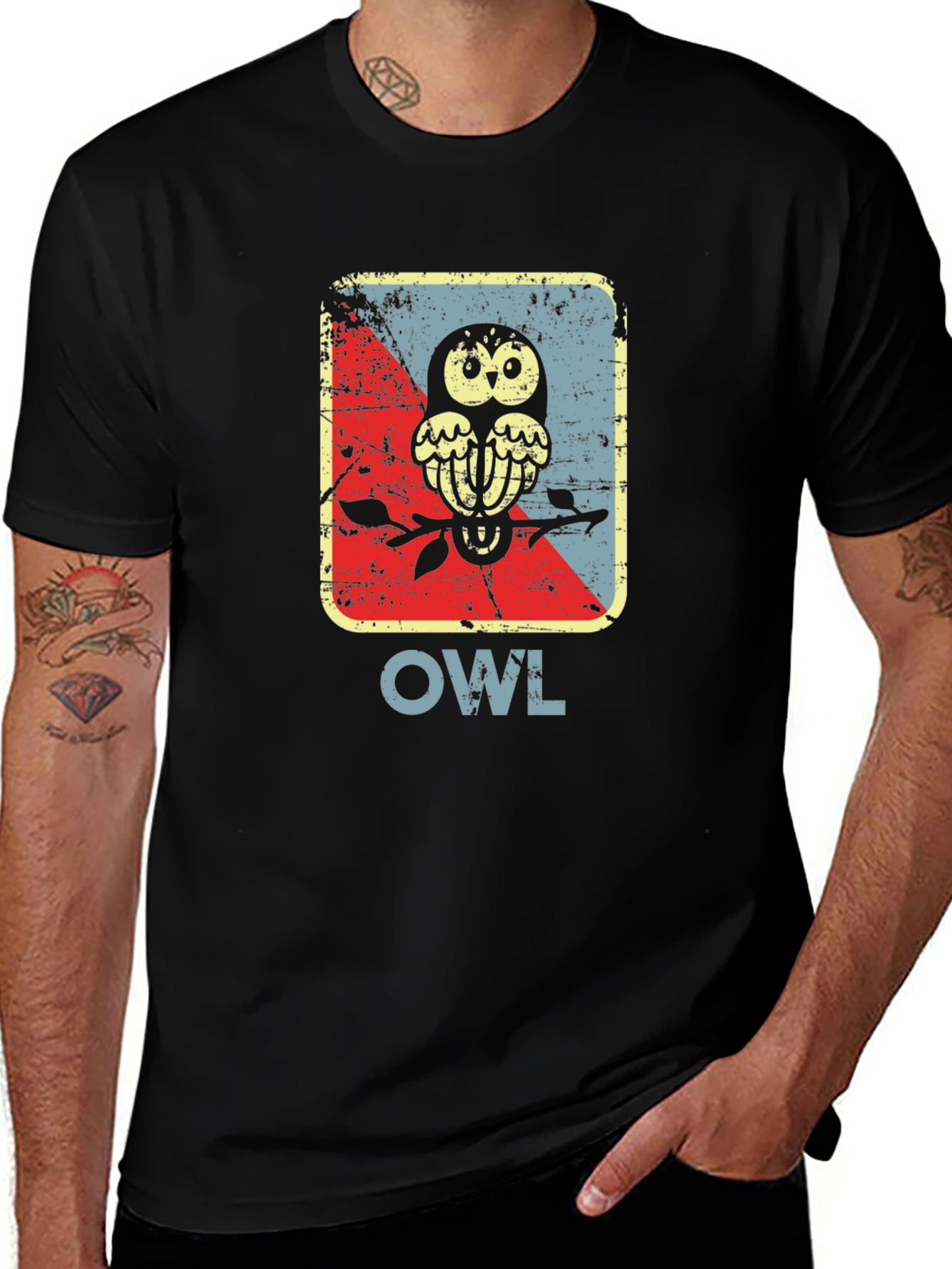 Vintage Owl Graphic Tee - Unique Bird Design