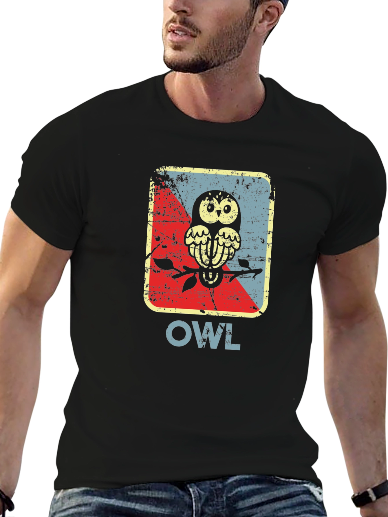 Vintage Owl Graphic Tee - Unique Bird Design