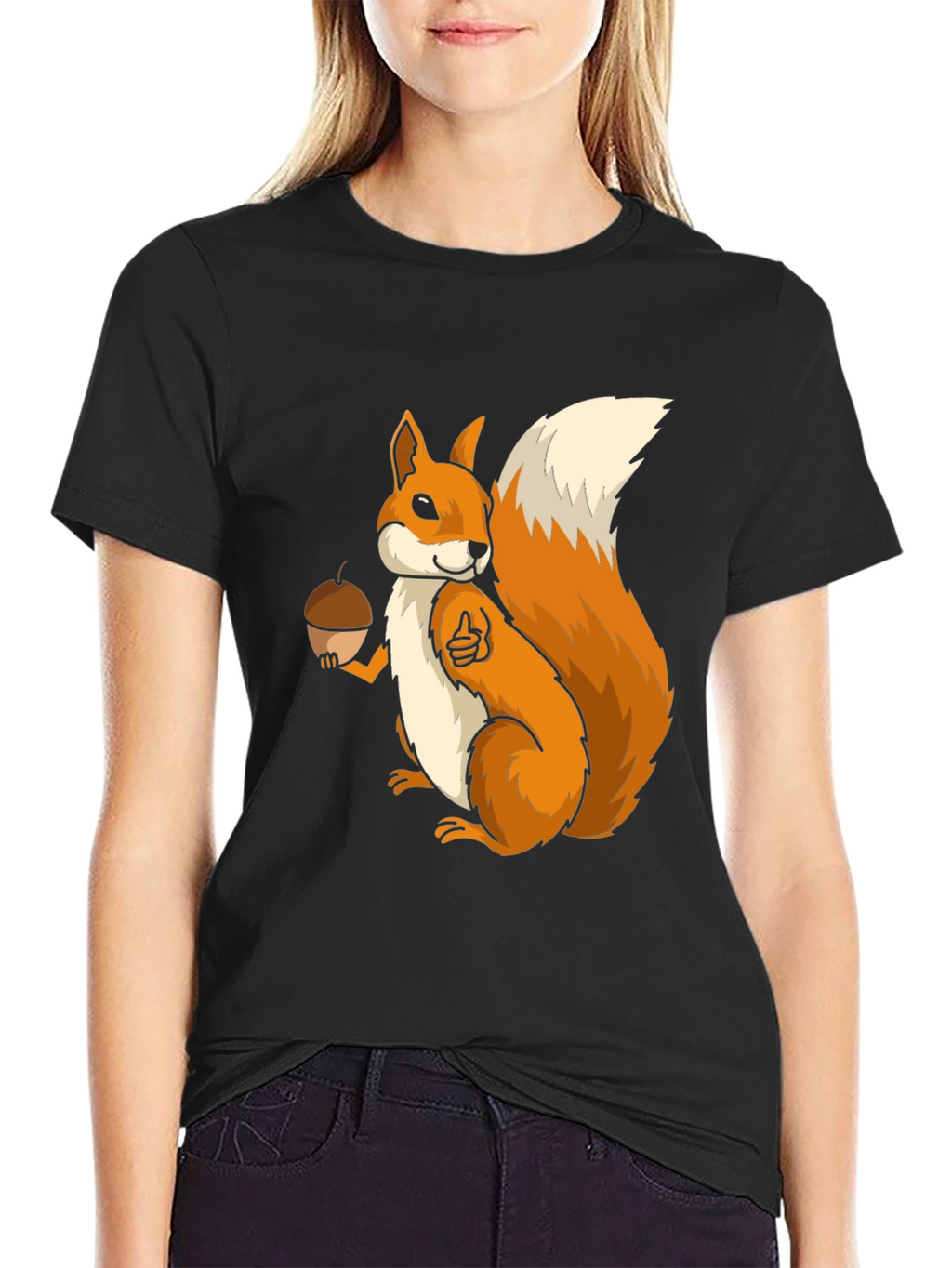 Squirrel Graphic T-Shirt - Black Cotton Blend
